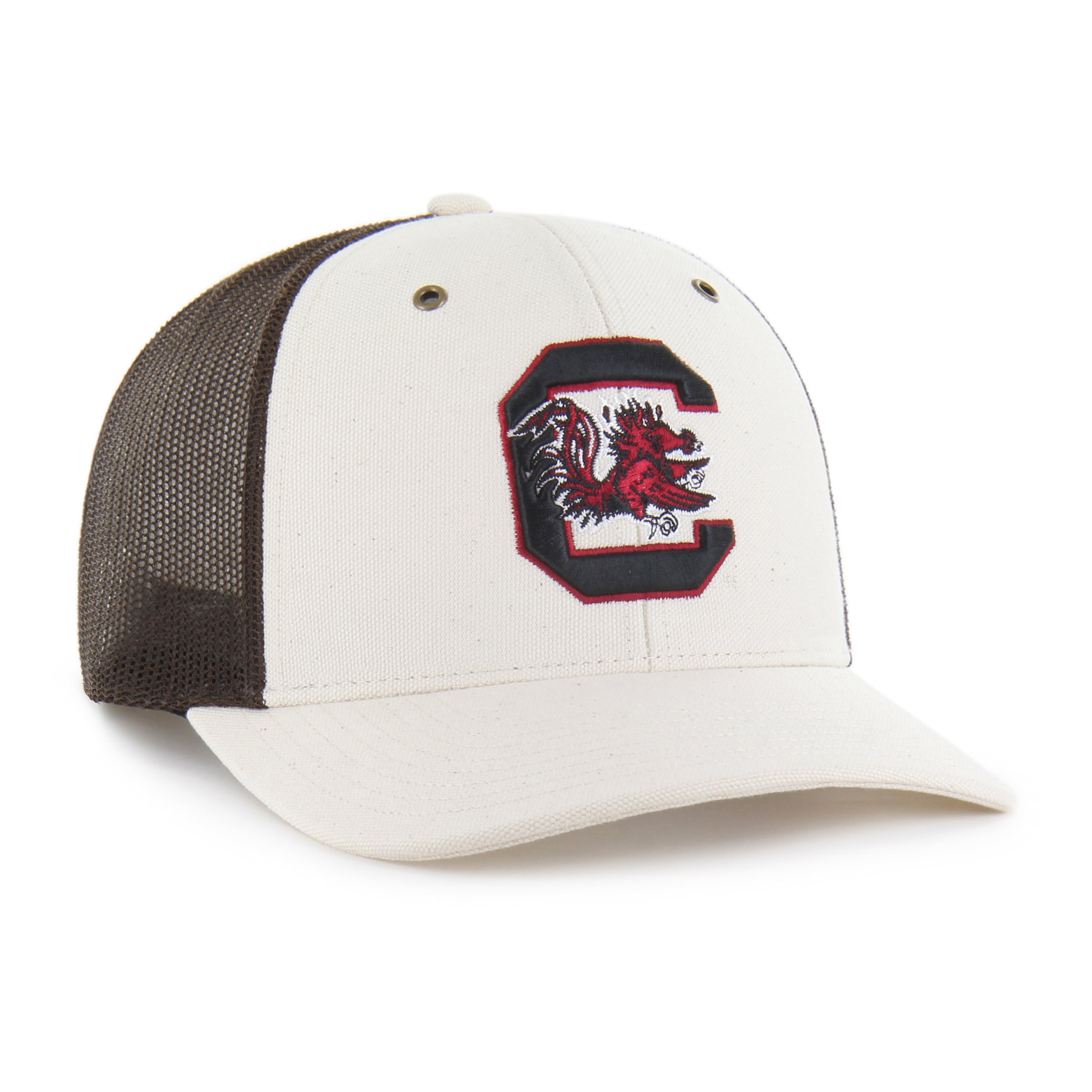 Men's Carhartt x '47 Natural/Brown South Carolina Gamecocks Undyed Trucker Adjustable Hat