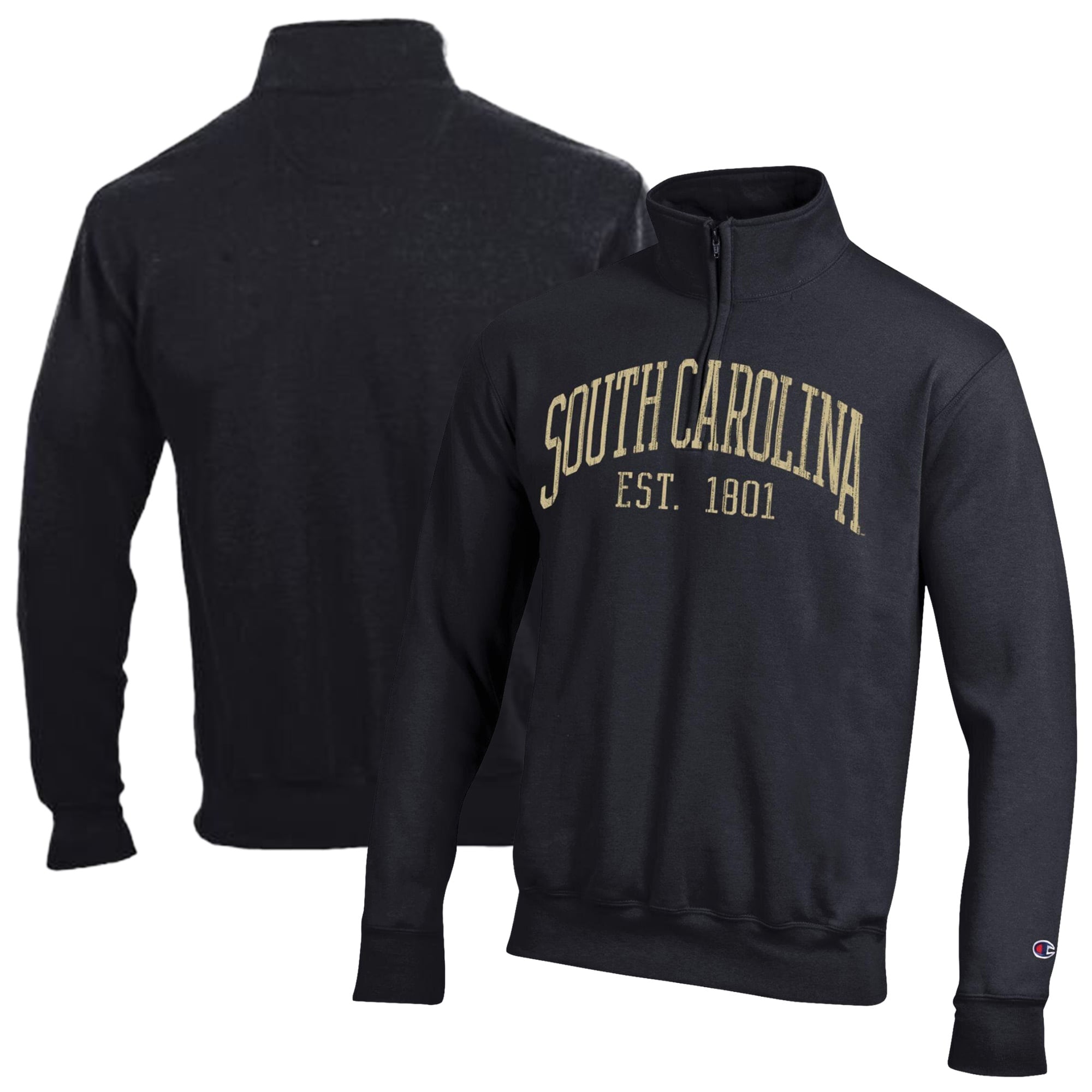 Men's Champion Black South Carolina Gamecocks Powerblend Quarter-Zip Pullover