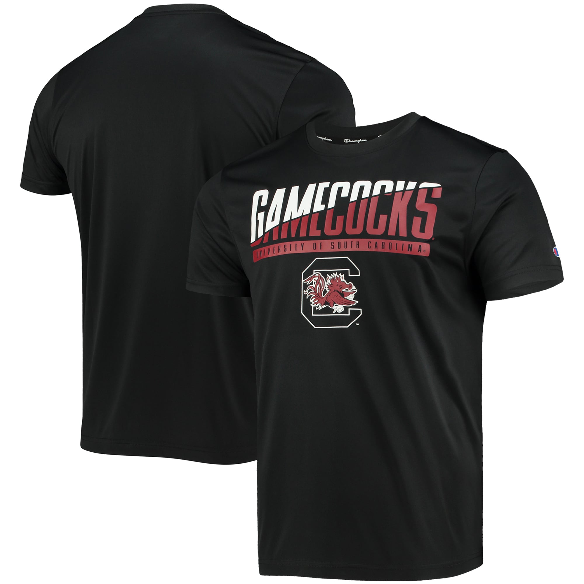Men's Champion Black South Carolina Gamecocks Wordmark Slash T-Shirt