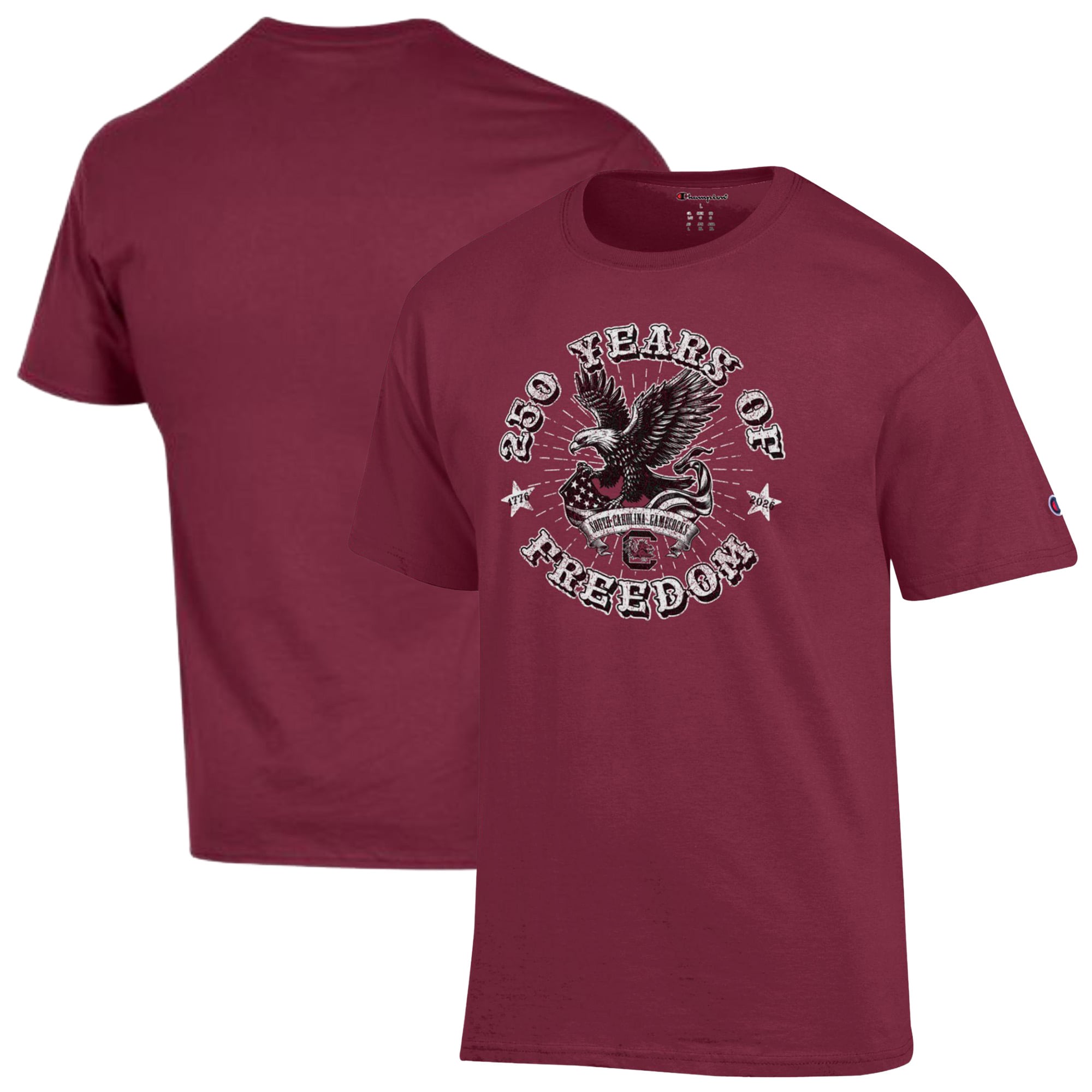 Men's Champion Garnet South Carolina Gamecocks Americana 250 Years of Freedom Tonal T-Shirt