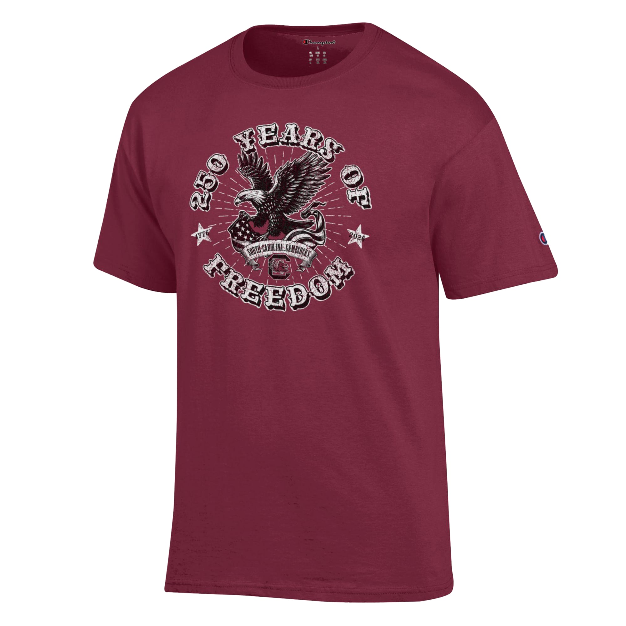 Men's Champion Garnet South Carolina Gamecocks Americana 250 Years of Freedom Tonal T-Shirt