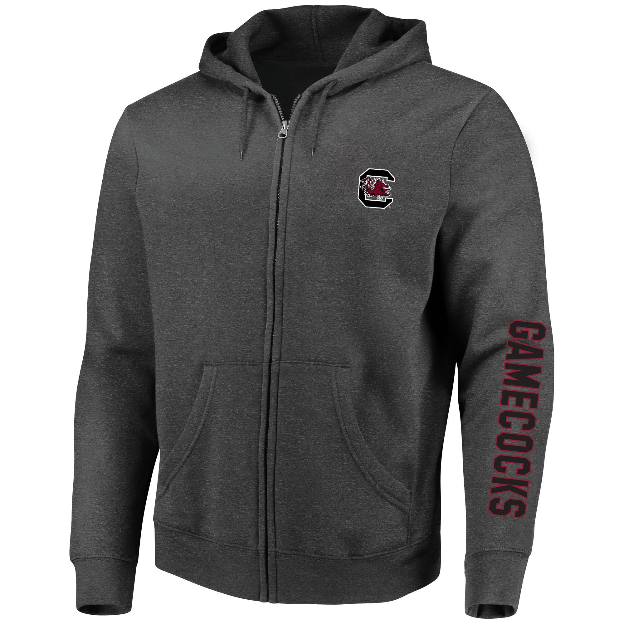 Men's Champion Heather Charcoal South Carolina Gamecocks Big & Tall Full-Zip Hoodie