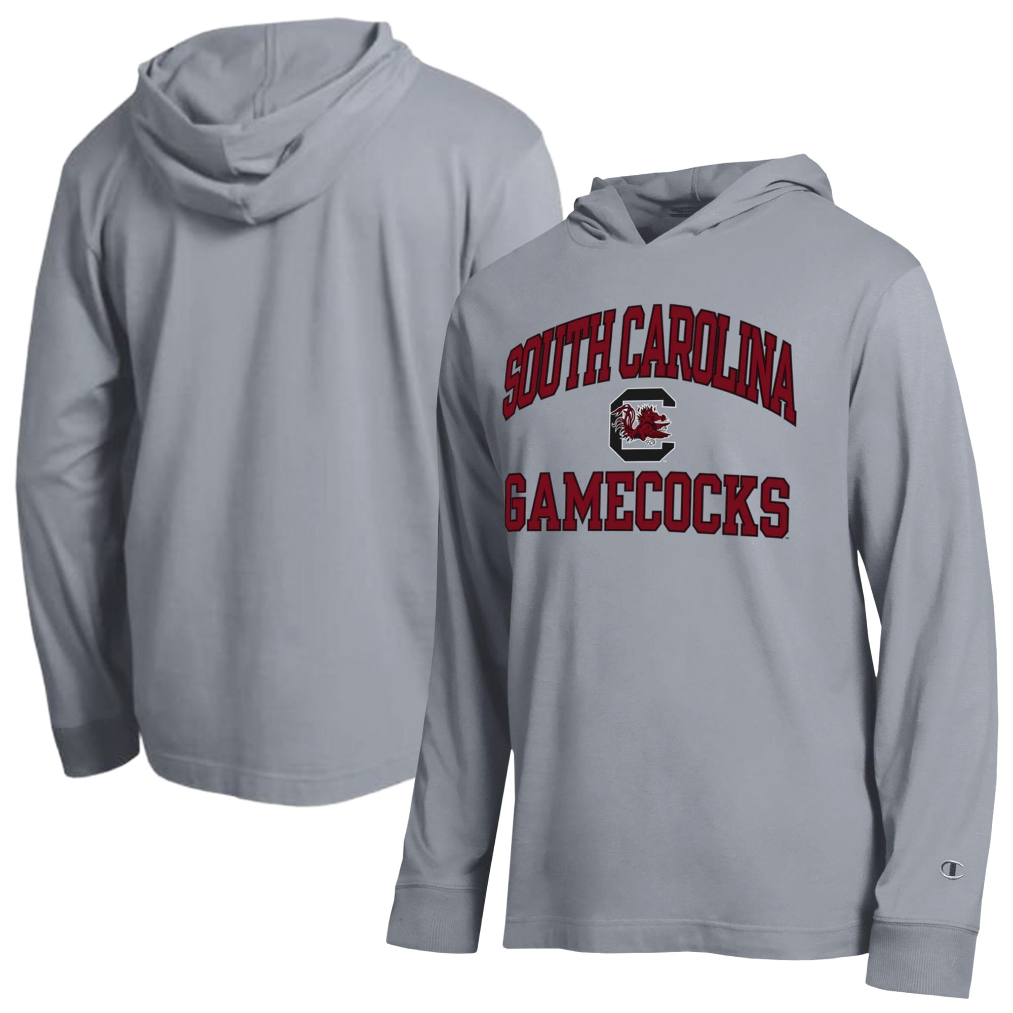 Men's Champion Heather Gray South Carolina Gamecocks High Motor All-Star Long Sleeve Hooded T-Shirt