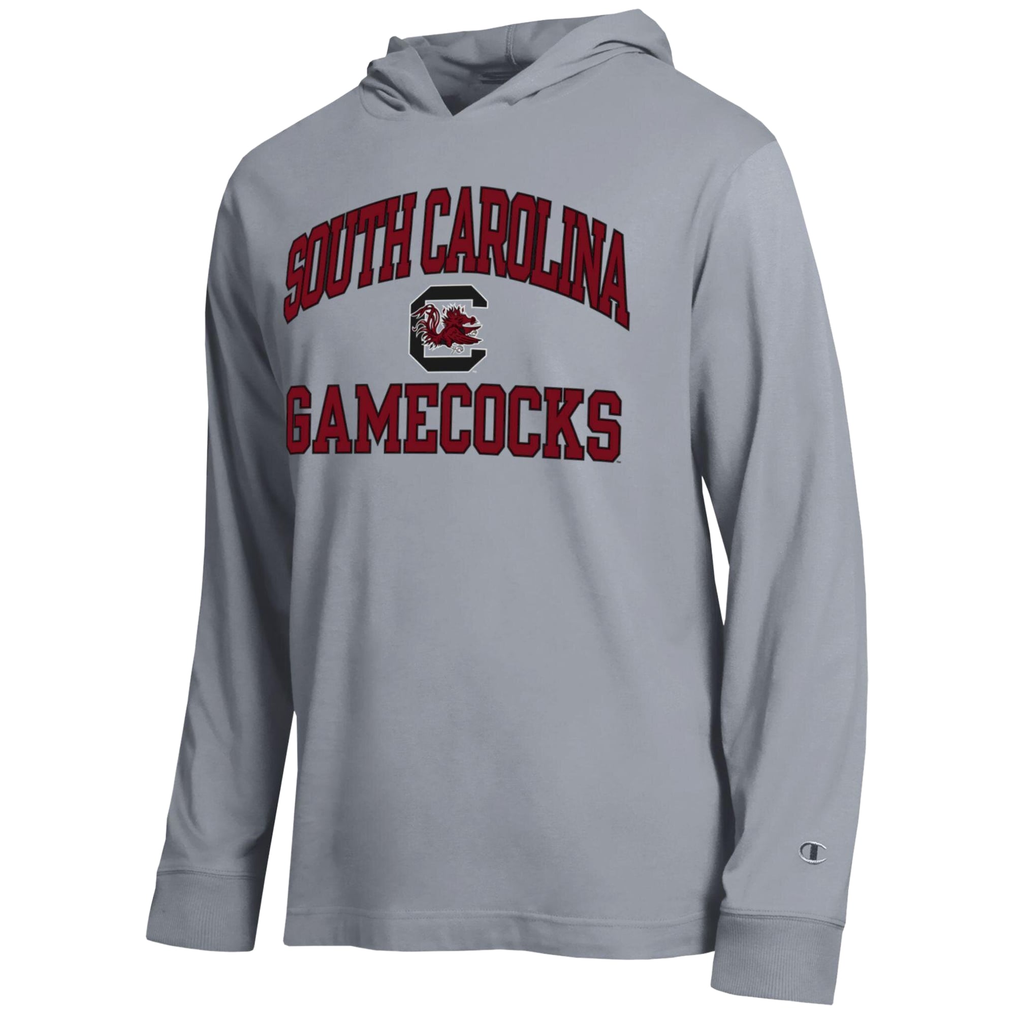 Men's Champion Heather Gray South Carolina Gamecocks High Motor All-Star Long Sleeve Hooded T-Shirt