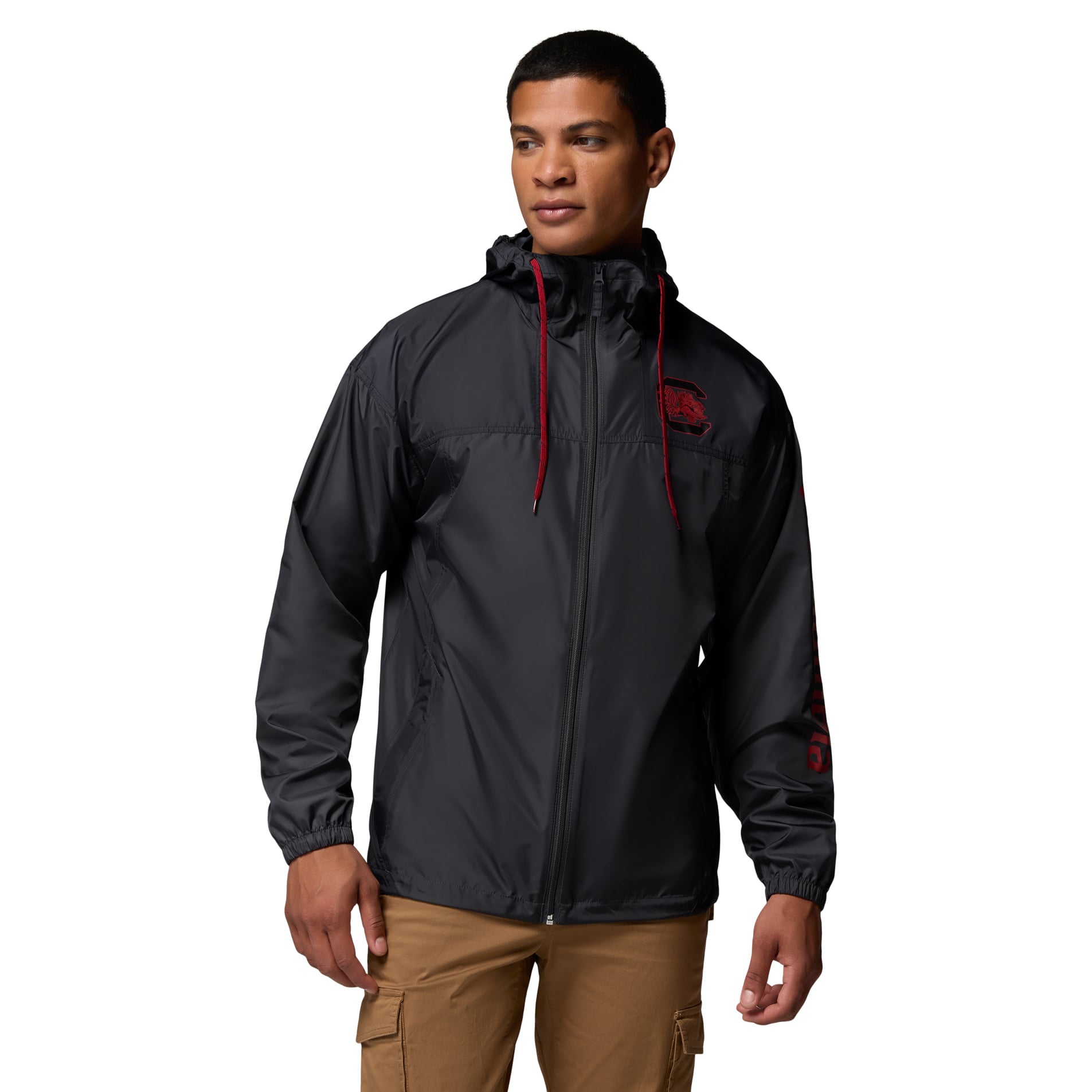 Men's Columbia Black South Carolina Gamecocks Flash Challenger II Full-Zip Hooded Windbreaker