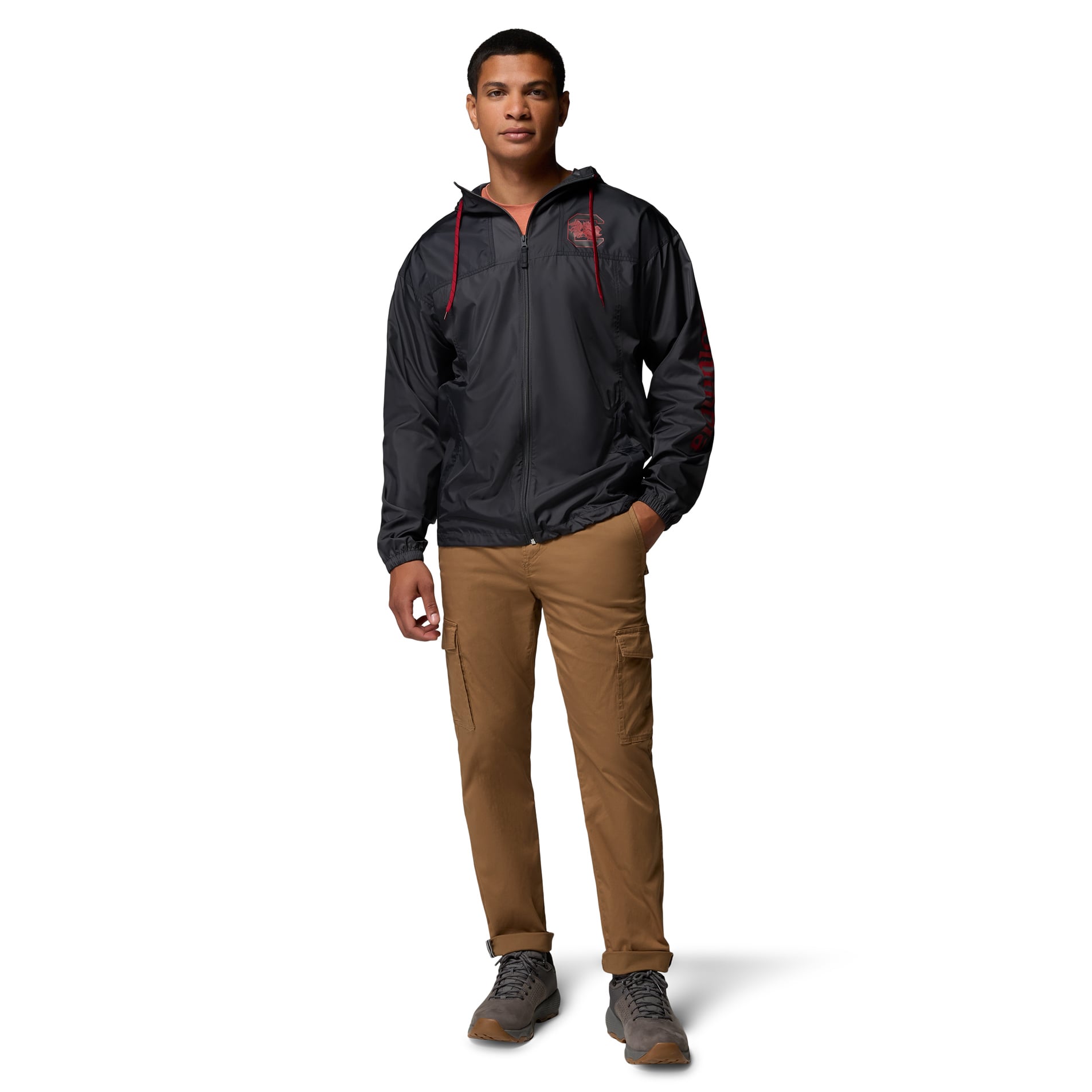 Men's Columbia Black South Carolina Gamecocks Flash Challenger II Full-Zip Hooded Windbreaker