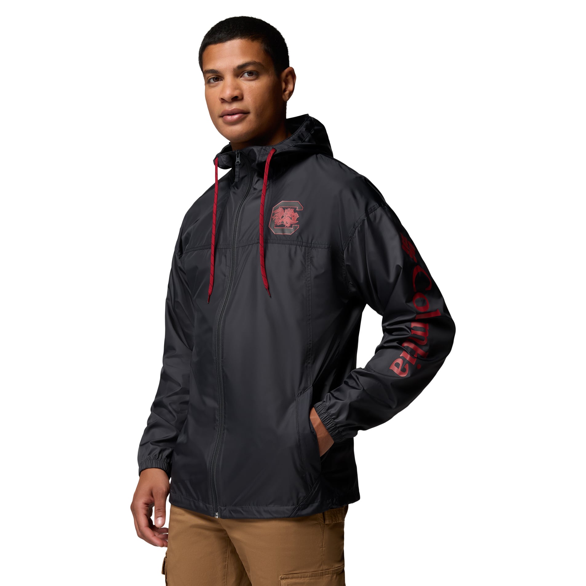 Men's Columbia Black South Carolina Gamecocks Flash Challenger II Full-Zip Hooded Windbreaker
