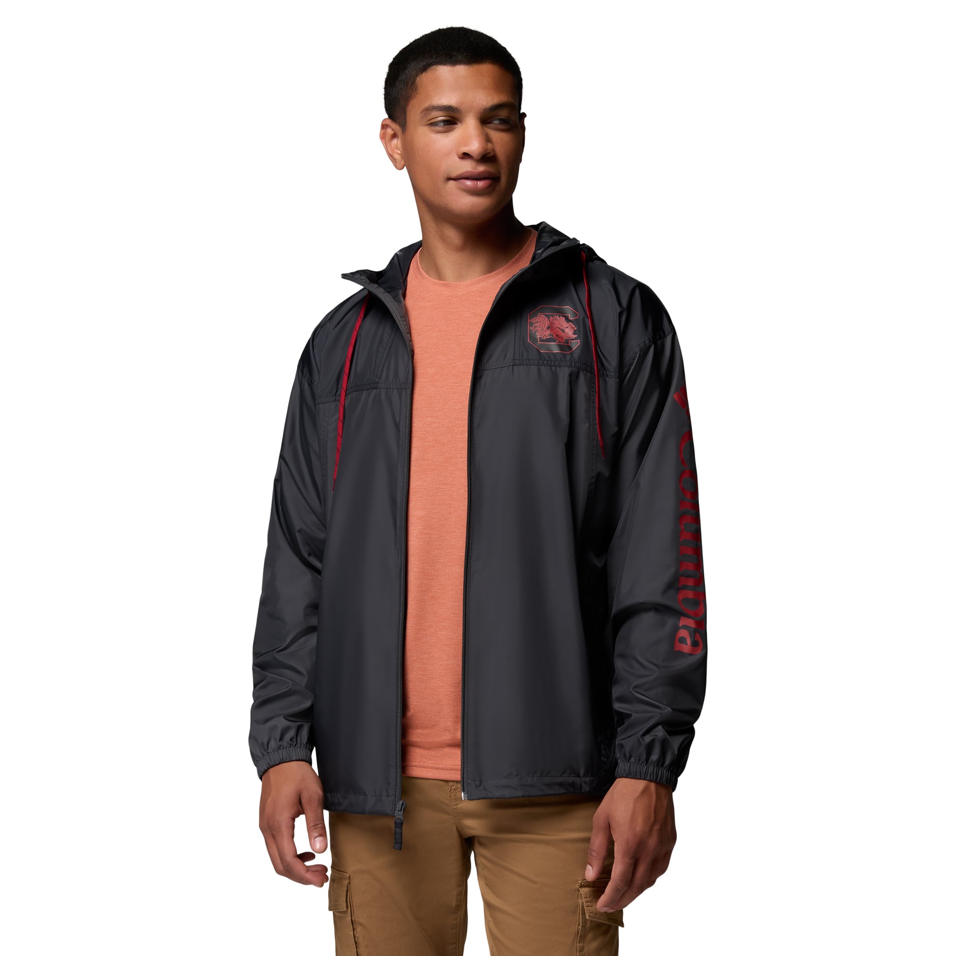 Men's Columbia Black South Carolina Gamecocks Flash Challenger II Full-Zip Hooded Windbreaker