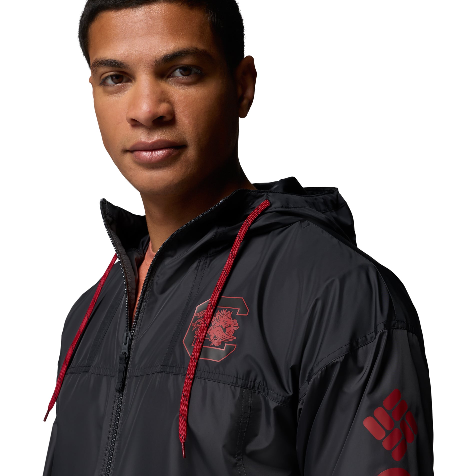 Men's Columbia Black South Carolina Gamecocks Flash Challenger II Full-Zip Hooded Windbreaker