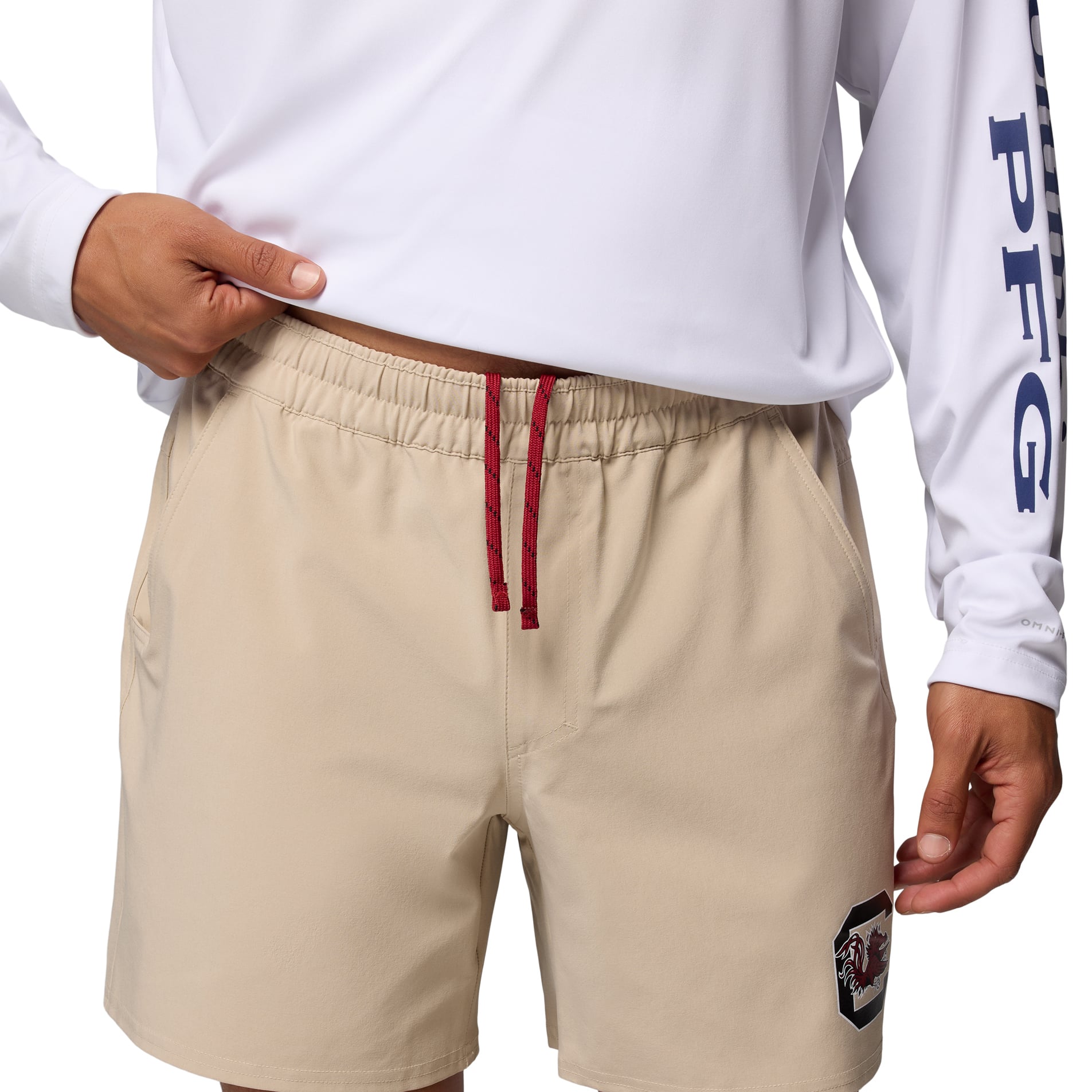 Men's Columbia Natural South Carolina Gamecocks PFG Terminal Roamer™ Omni-Shade™ Stretch Shorts