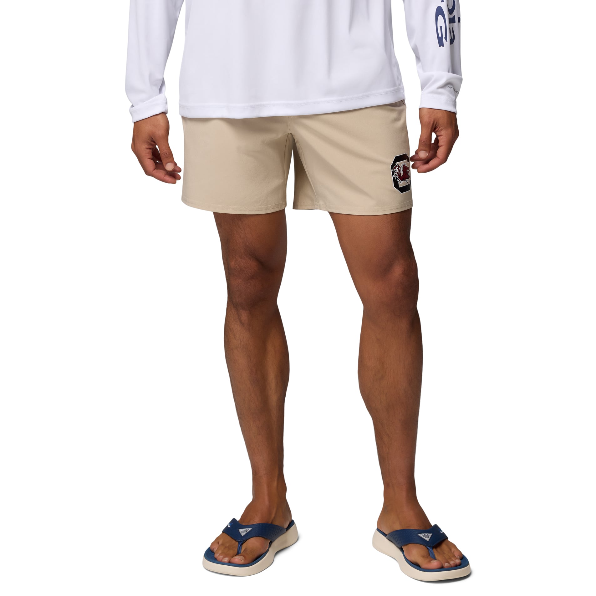Men's Columbia  Natural South Carolina Gamecocks PFG Terminal Roamer™ Omni-Shade™ Stretch Shorts