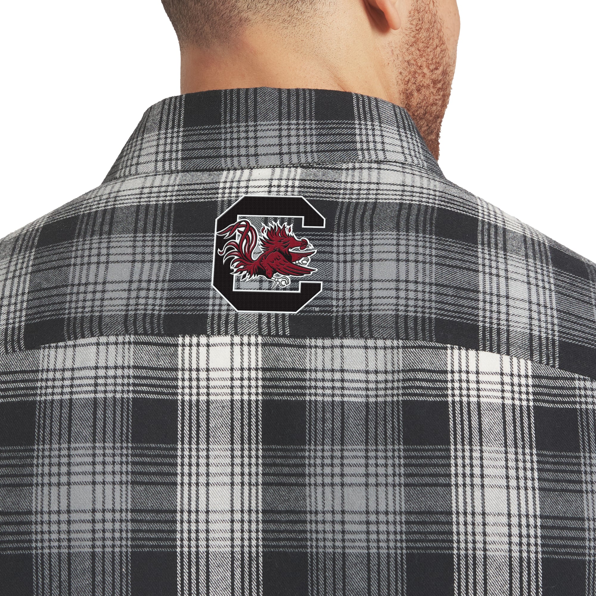 Chemise à carreaux manches longues boutonnée, collection Darius Rucker pour homme par Fanatics, South Carolina Gamecocks, noire