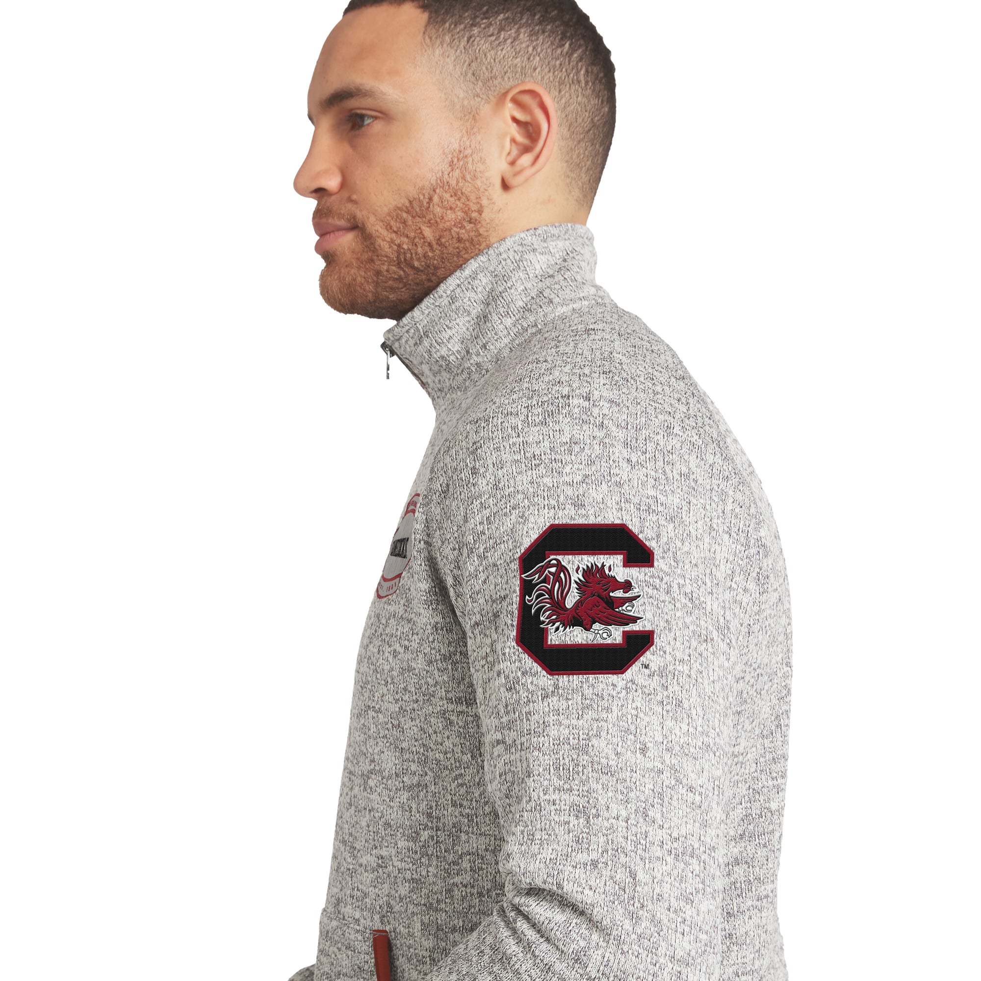 Pull en maille à col zippé gris South Carolina Gamecocks de la collection Darius Rucker pour homme par Fanatics