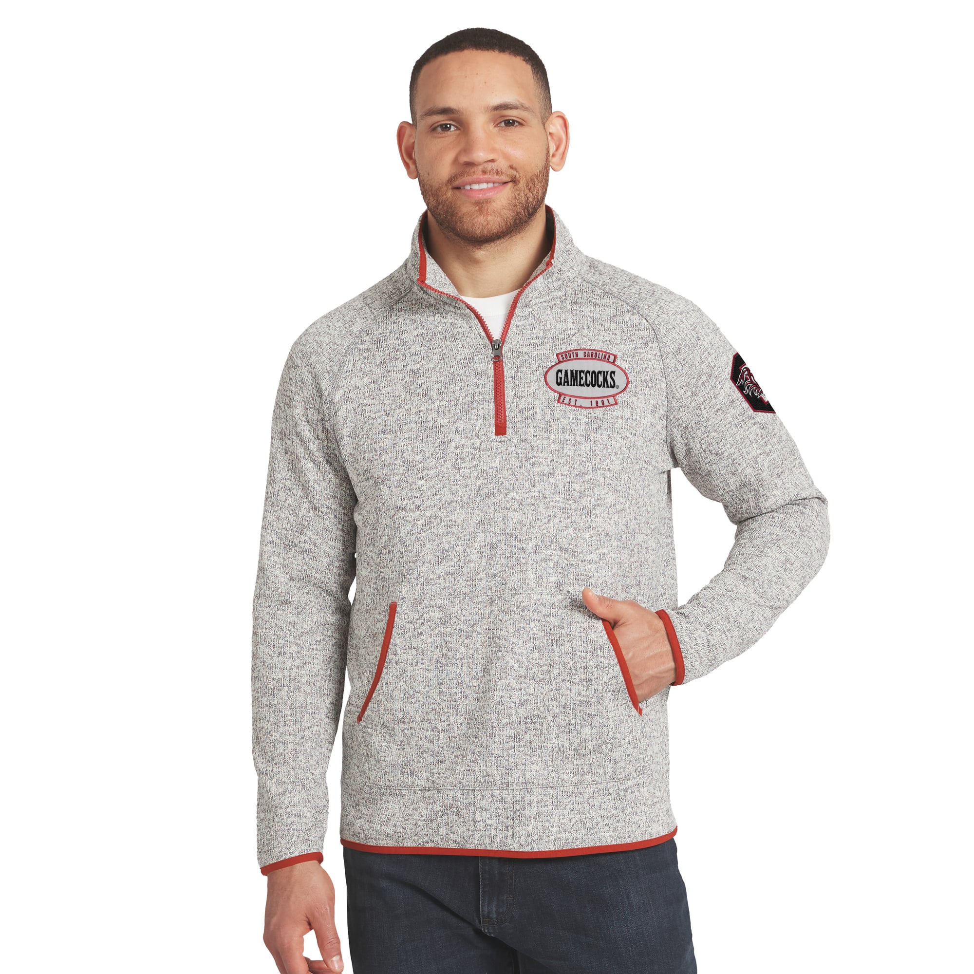 Pull en maille à col zippé gris South Carolina Gamecocks de la collection Darius Rucker pour homme par Fanatics