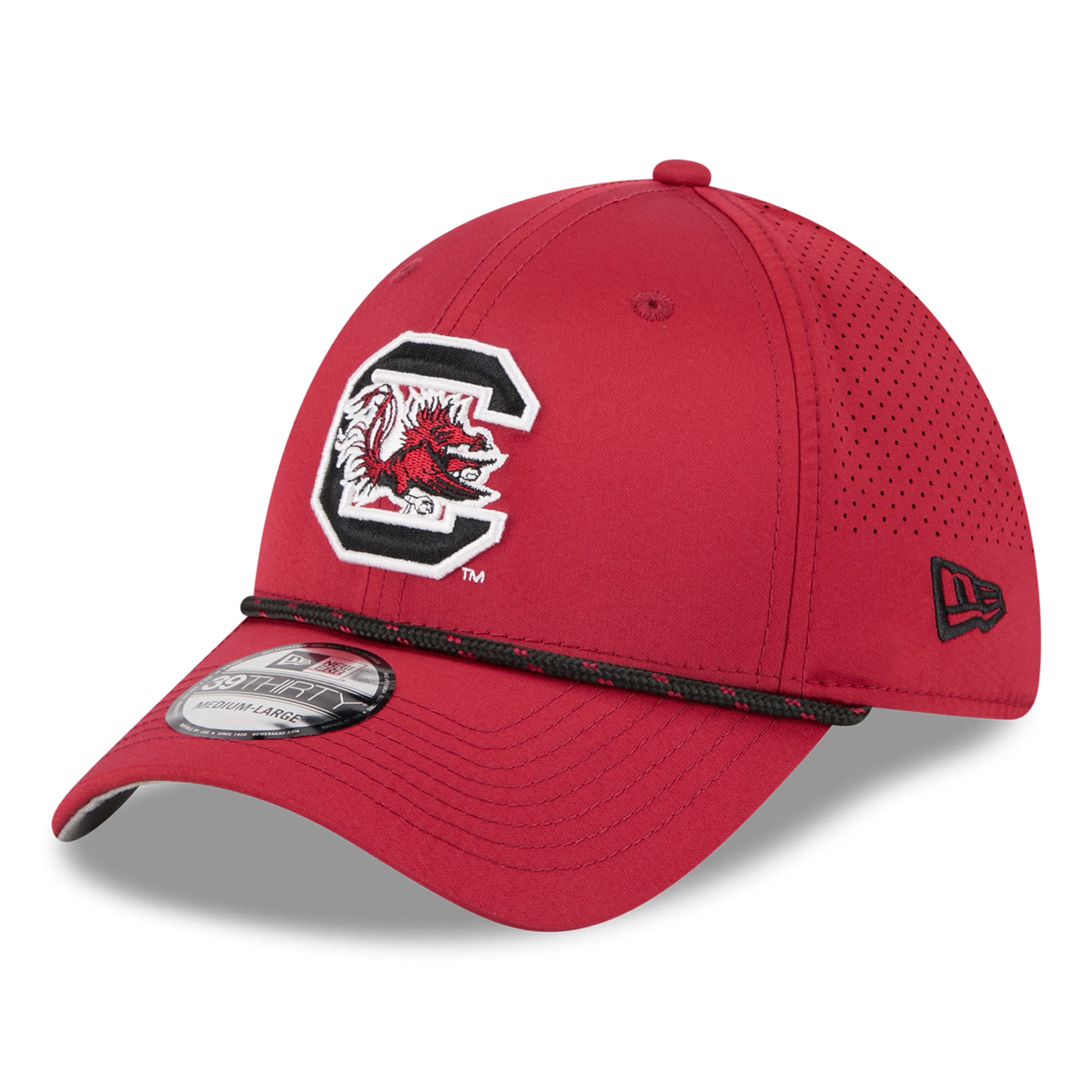 Casquette extensible New Era Garnet South Carolina Gamecocks Performance Rope 39THIRTY pour homme