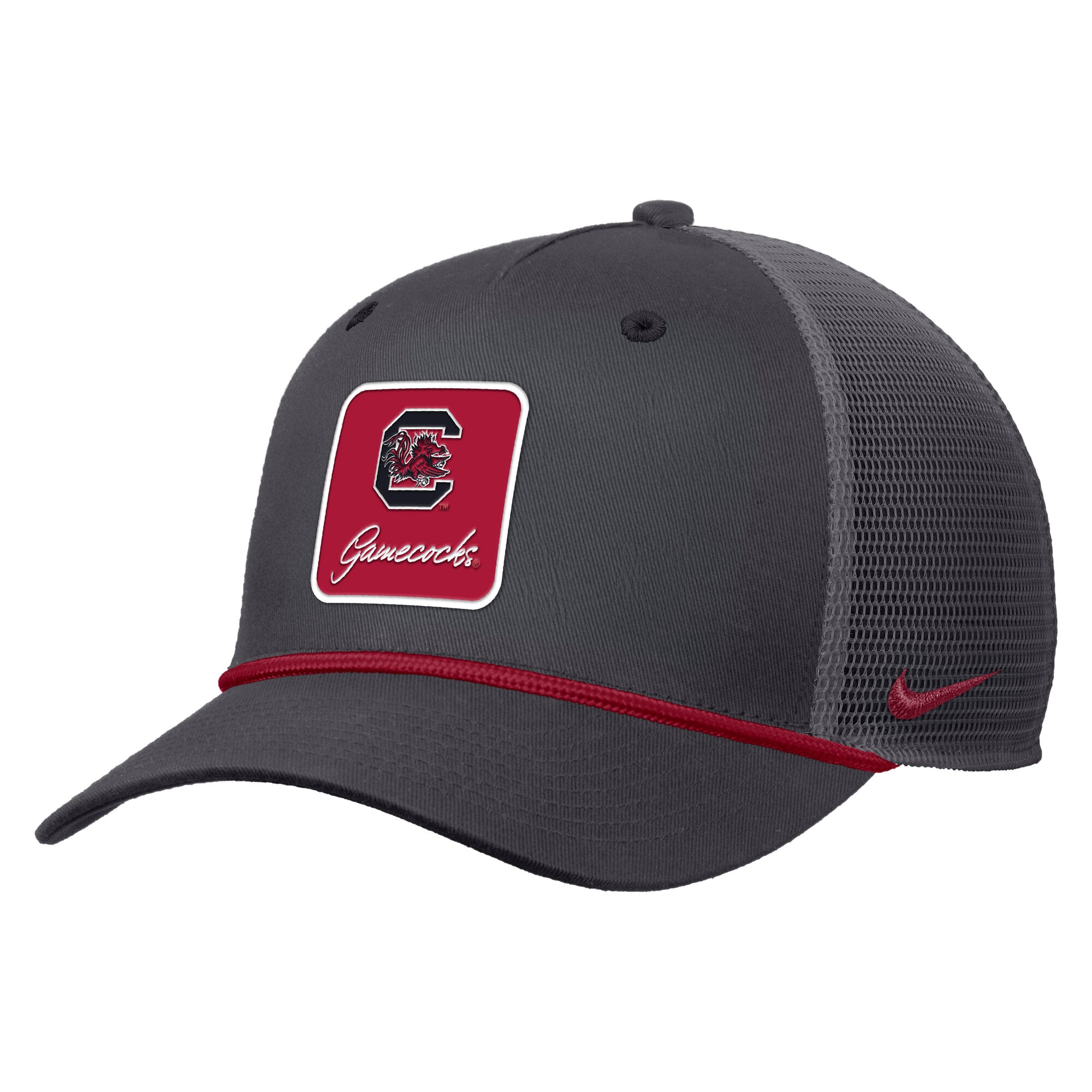 Men's Nike  Anthracite South Carolina Gamecocks Primetime Logo Script Rise Rope Trucker Adjustable Hat