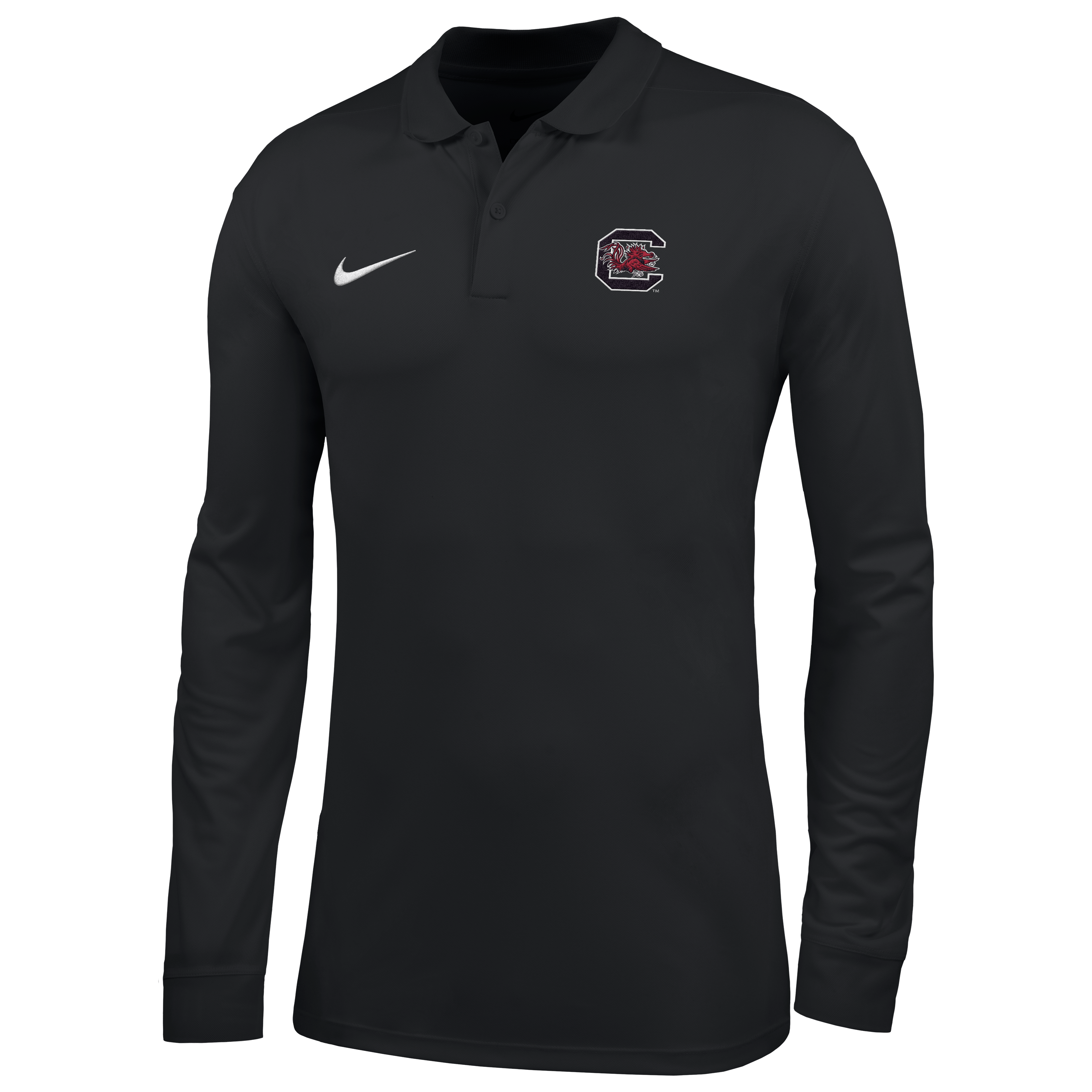 Men's Nike Black South Carolina Gamecocks Dri-FIT Long Sleeve Victory Polo