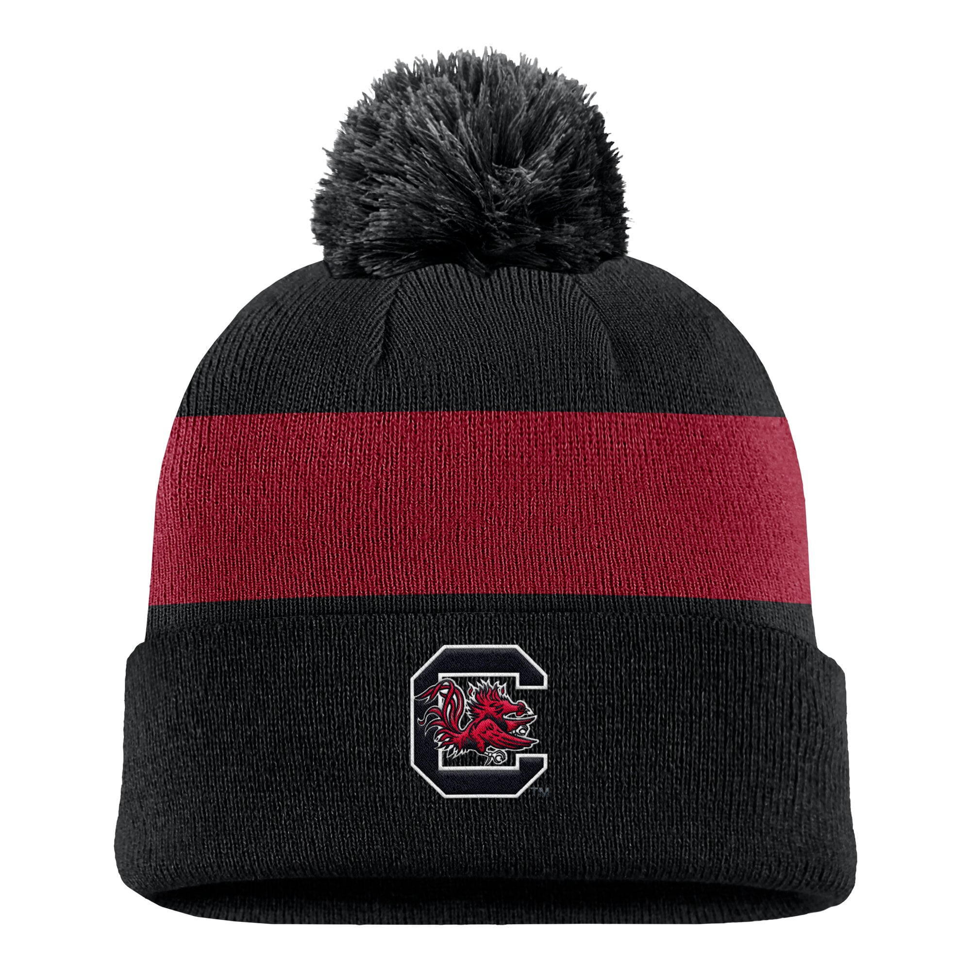 Bonnet à rayures Nike noir pour homme, logo Primetime des Gamecocks de Caroline du Sud, avec pompon