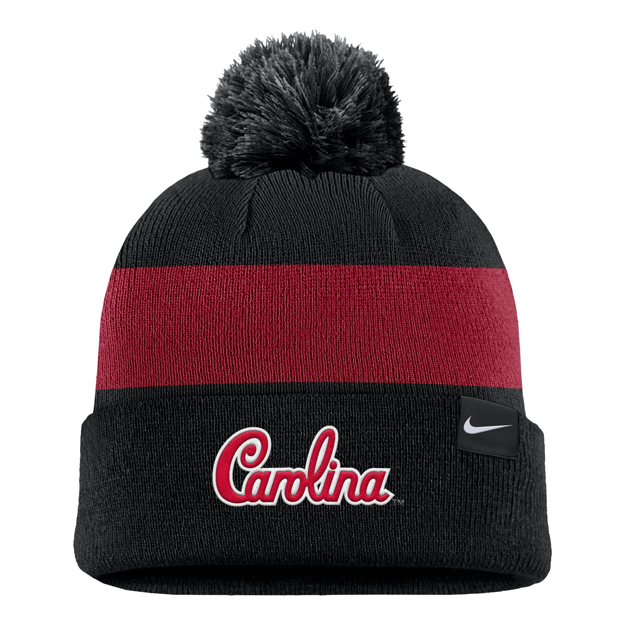 Bonnet à rayures Nike noir pour homme, logo Primetime des Gamecocks de Caroline du Sud, avec pompon