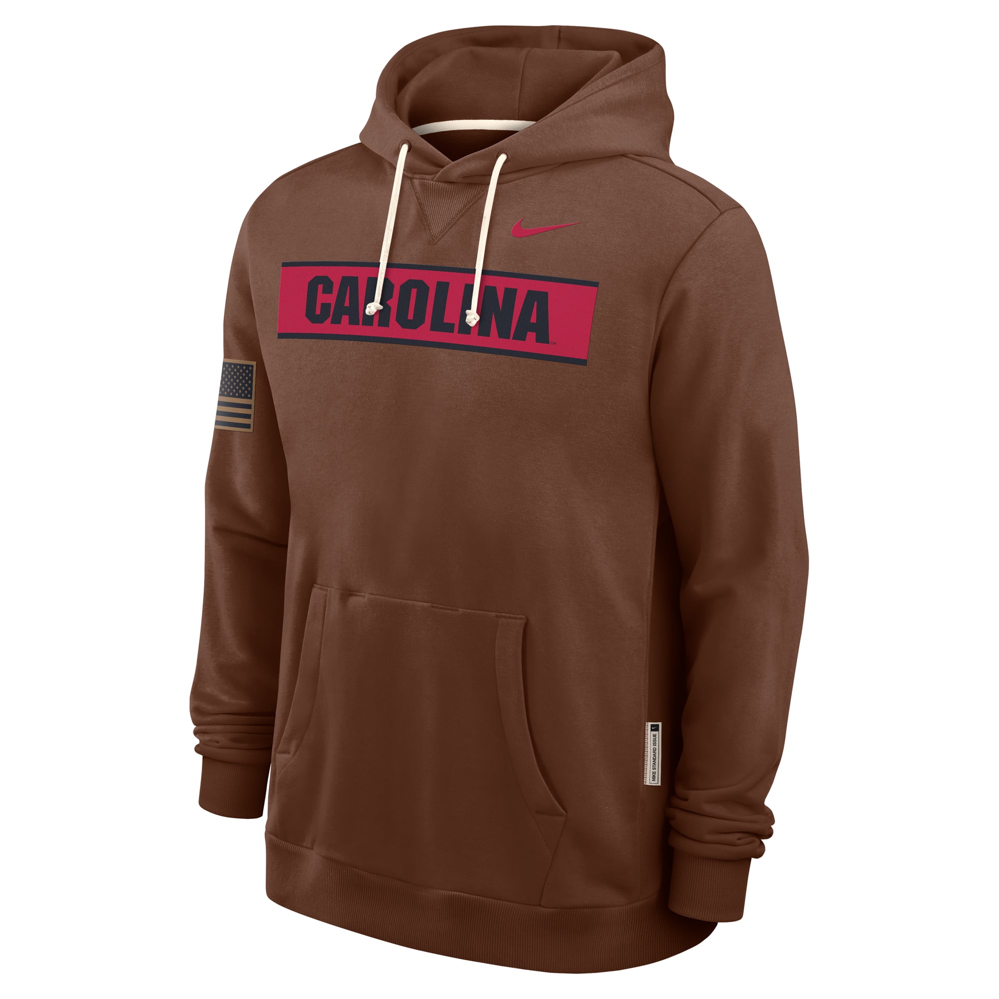 Sweat à capuche Nike Dri-FIT marron pour homme, édition spéciale South Carolina Gamecocks 2026, hommage aux militaires