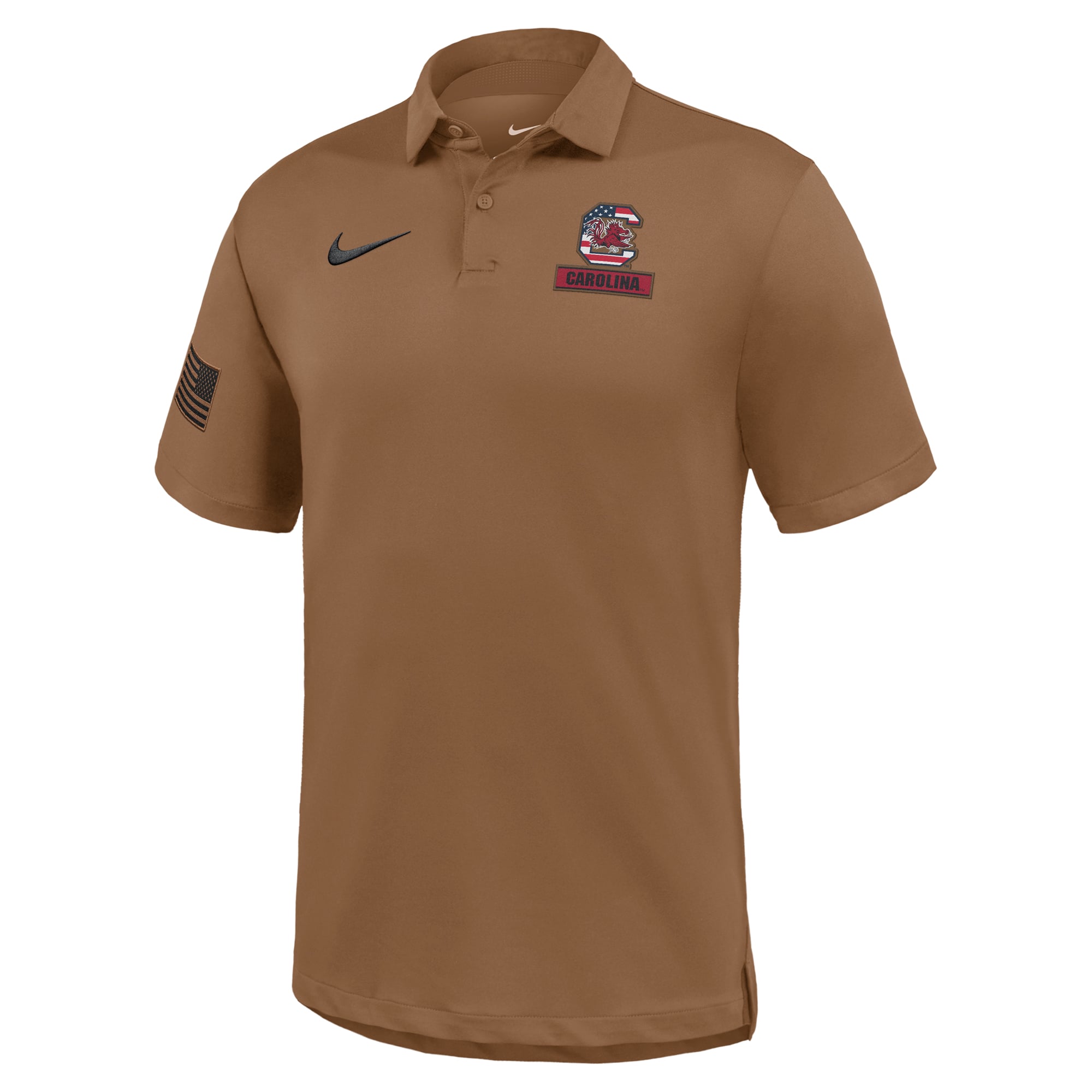 Polo Nike Dri-FIT marron pour homme, édition spéciale tournée militaire 2026 des Gamecocks de Caroline du Sud