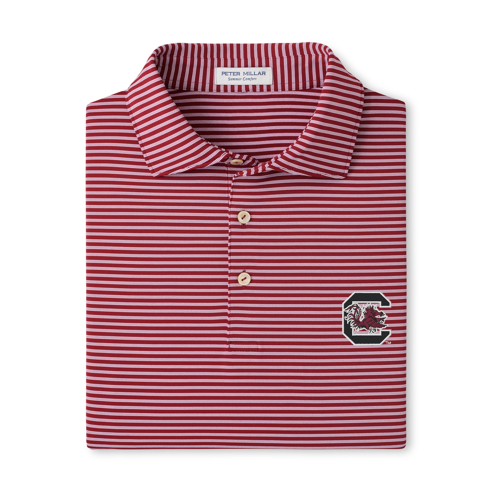 Men's Peter Millar  Garnet South Carolina Gamecocks Tiebreaker Performance Jersey Stripe Polo