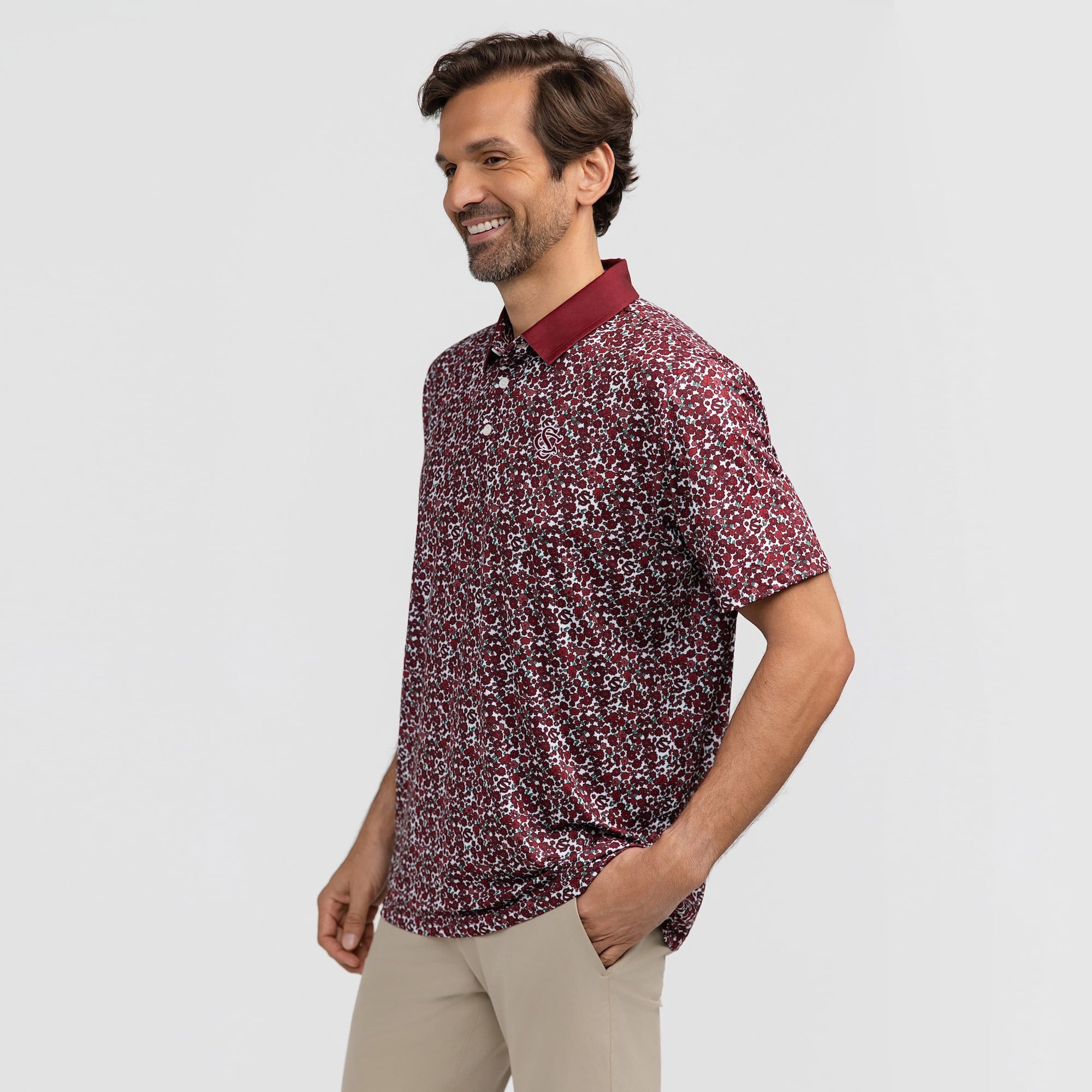 Men's Smith & Quinn Garnet South Carolina Gamecocks Poppies Teddy Polo