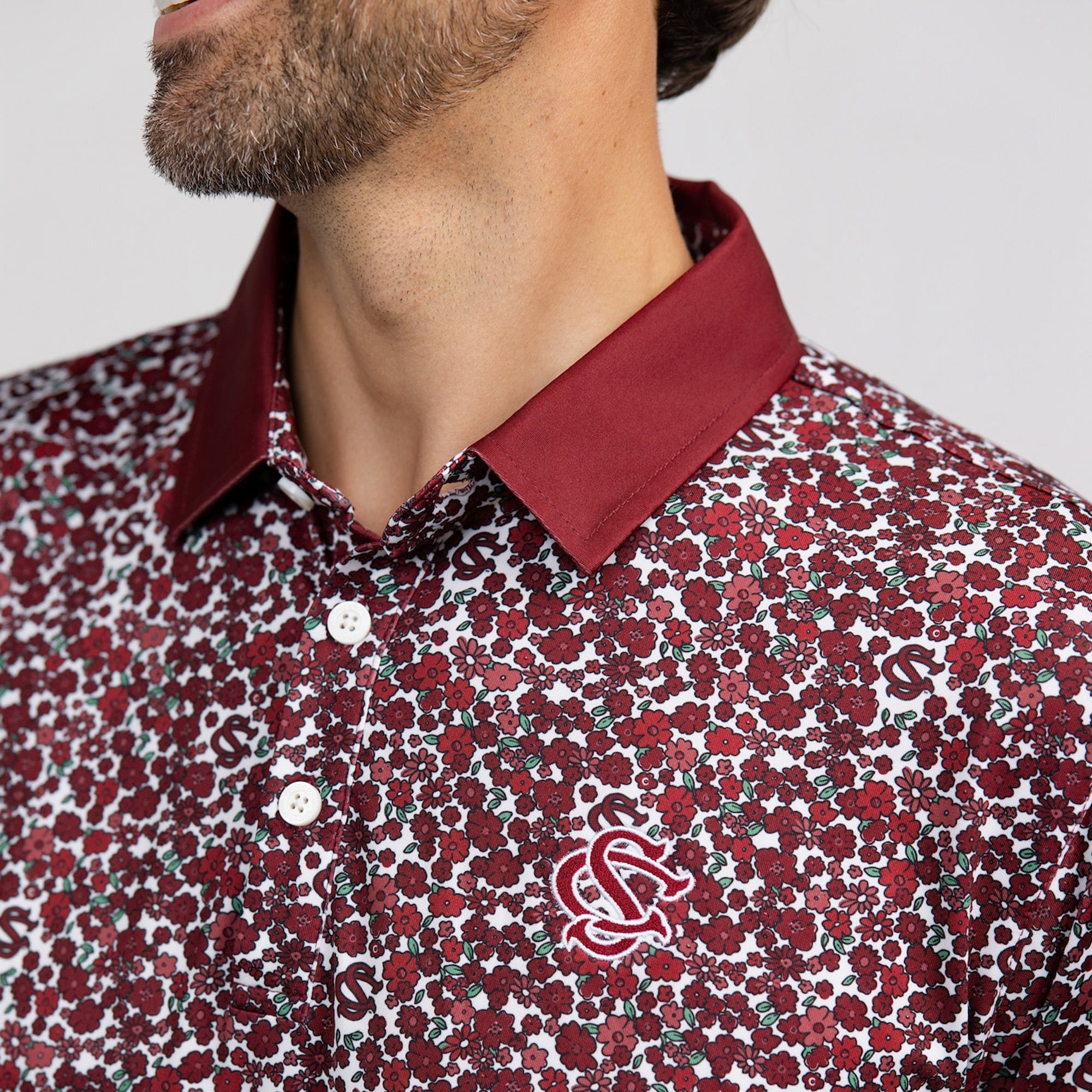 Men's Smith & Quinn Garnet South Carolina Gamecocks Poppies Teddy Polo