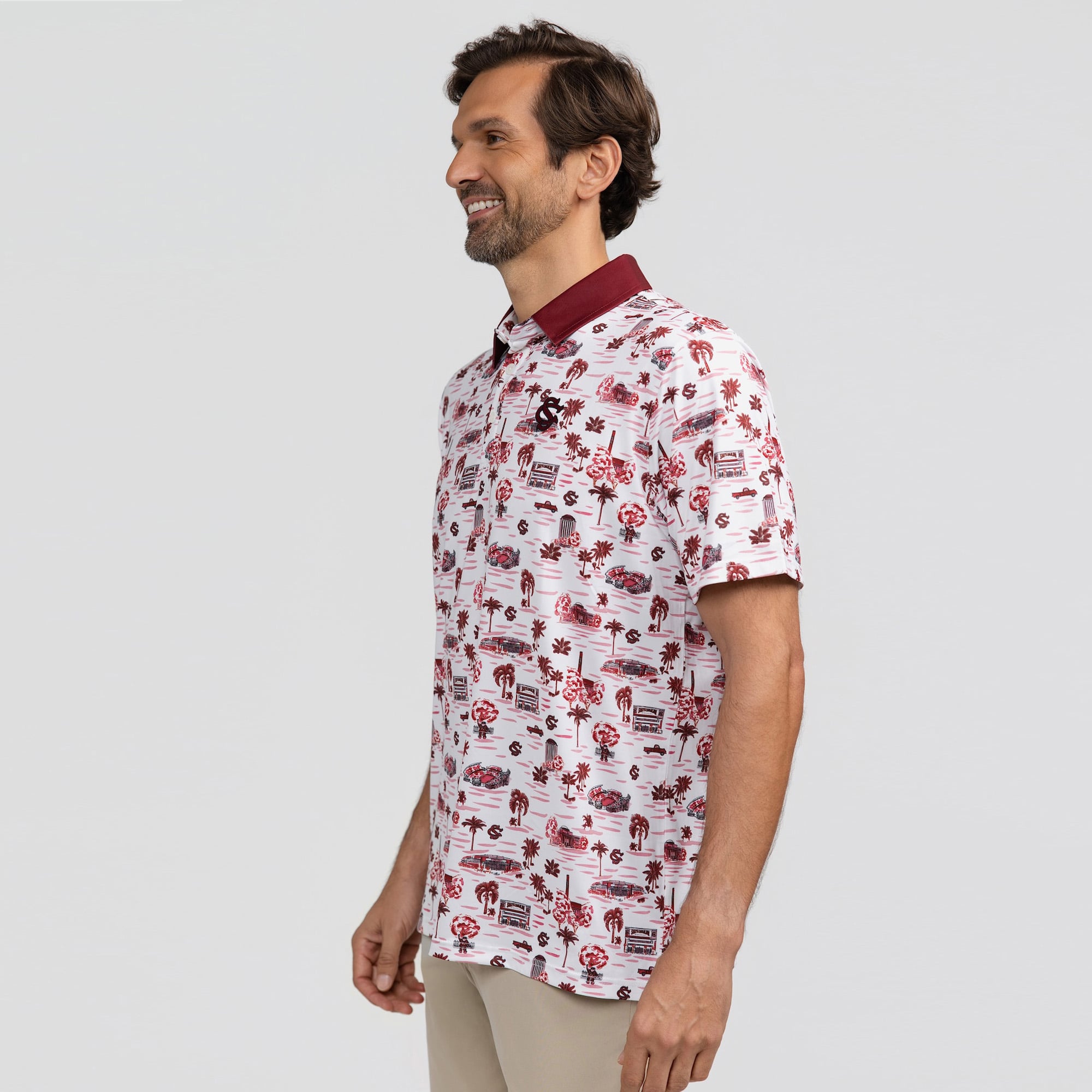 Polo homme Smith & Quinn blanc South Carolina Gamecocks Toile Teddy