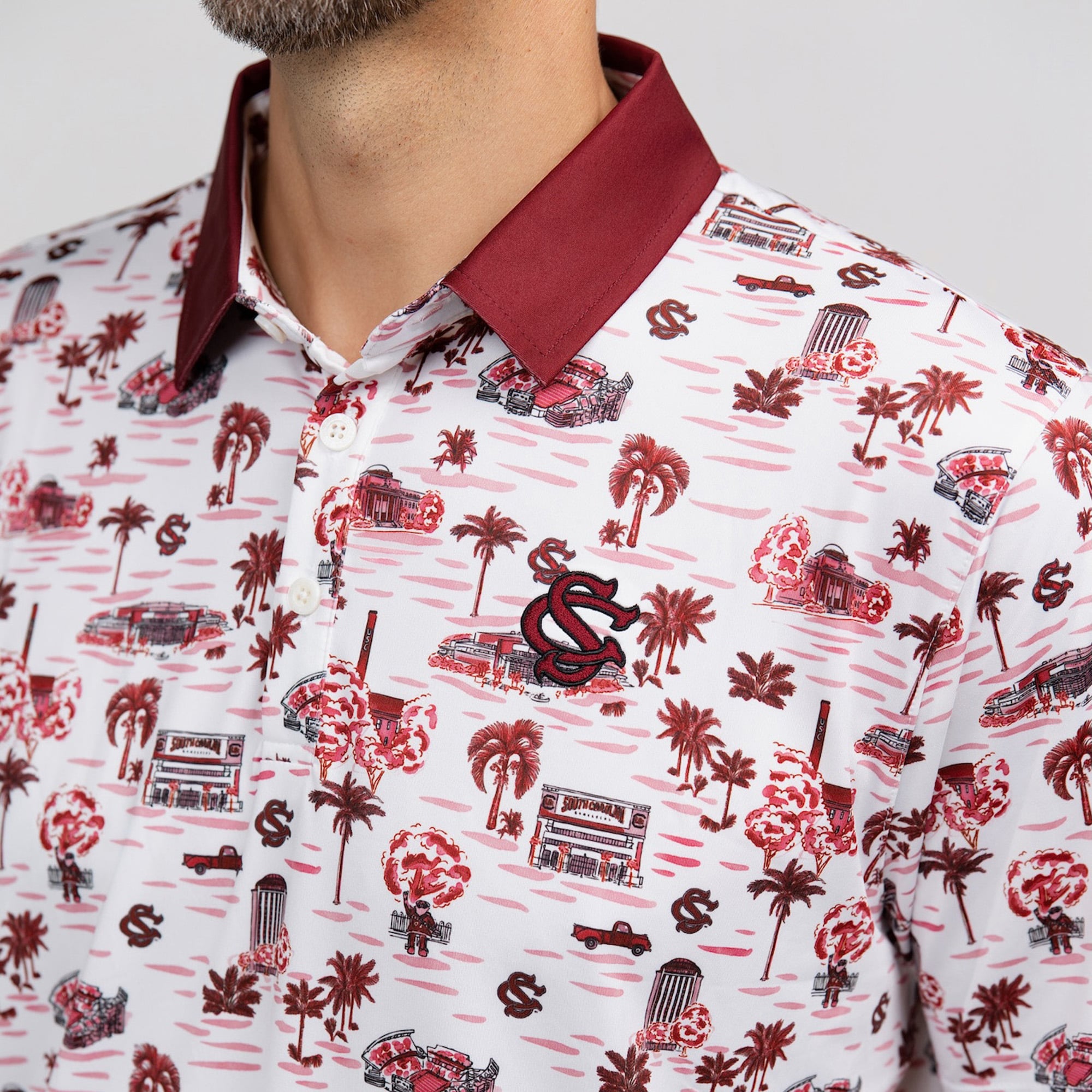 Polo homme Smith & Quinn blanc South Carolina Gamecocks Toile Teddy
