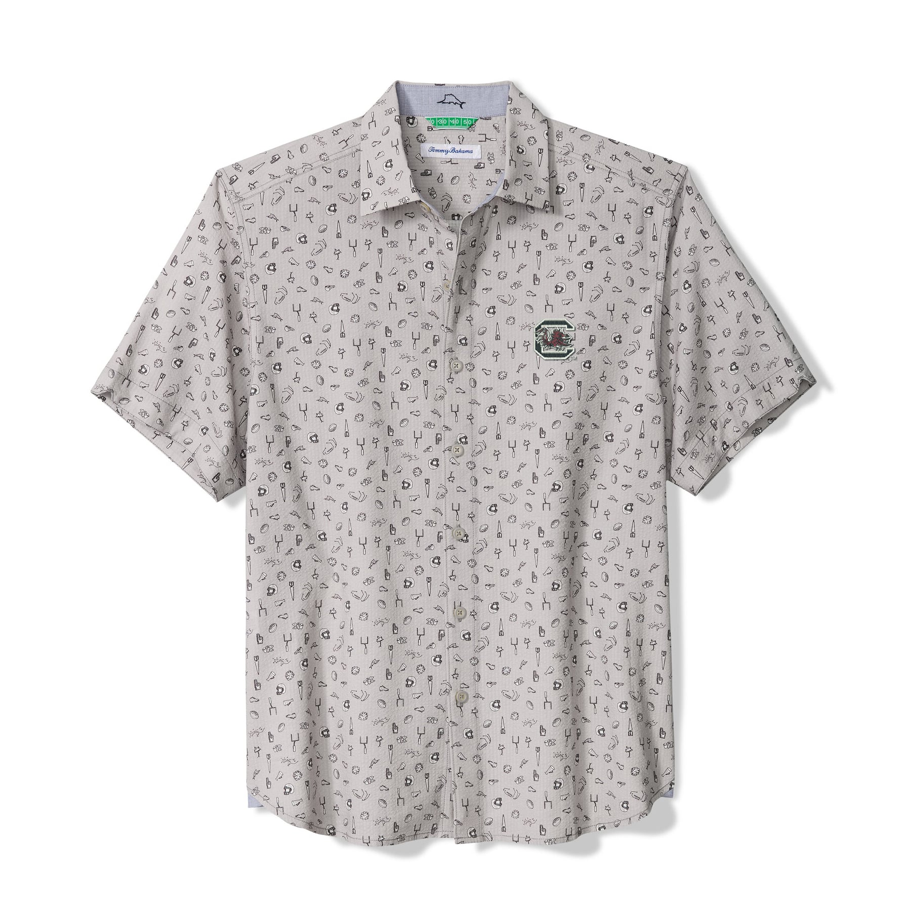 Men's Tommy Bahama Gray South Carolina Gamecocks Playa Playbook Camp IslandZone Button-Up Shirt
