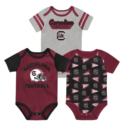  South Carolina Gamecocks Outerstuff Newborn Star Player Three-Piece Bodysuit Set - Burgundy