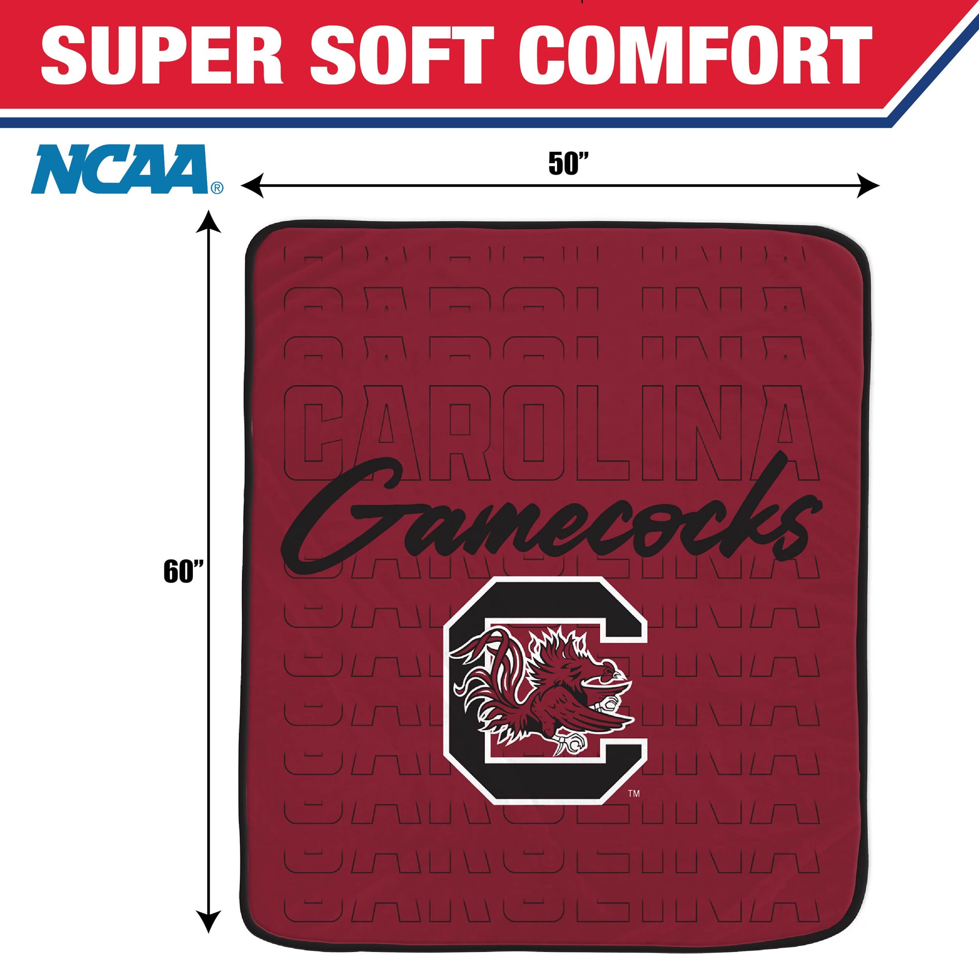 Couverture ultra douce Pegasus South Carolina Gamecocks Echo Script Fade 50" x 60"