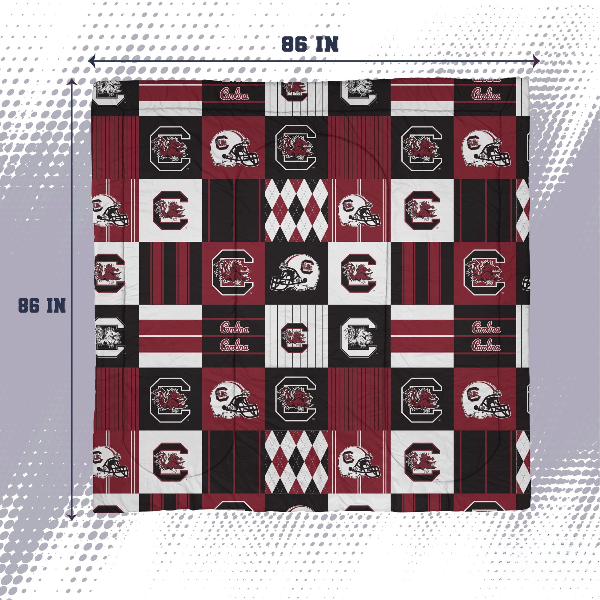 Ensemble de literie trois pièces à carreaux patchwork Pegasus South Carolina Gamecocks (grand lit/queen)