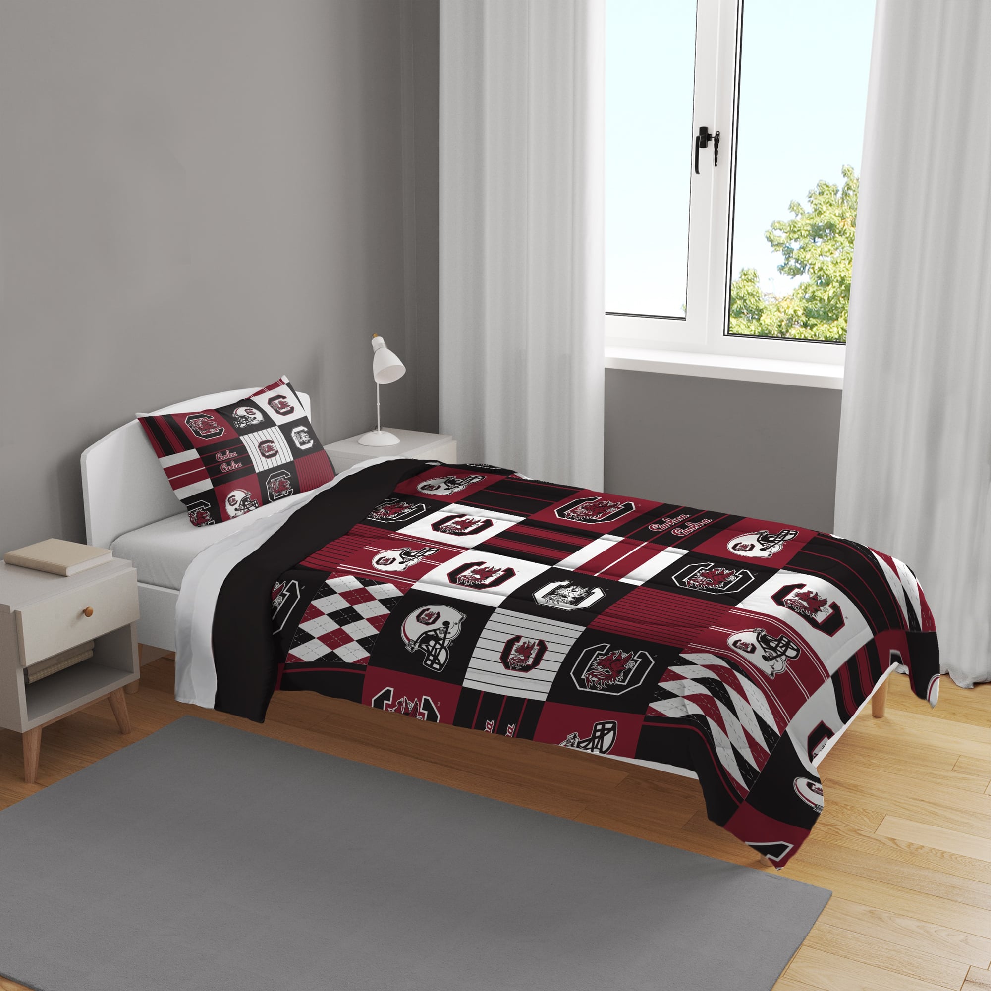 Ensemble de literie deux pièces Pegasus South Carolina Gamecocks Patchwork Plaid Twin/Twin XL