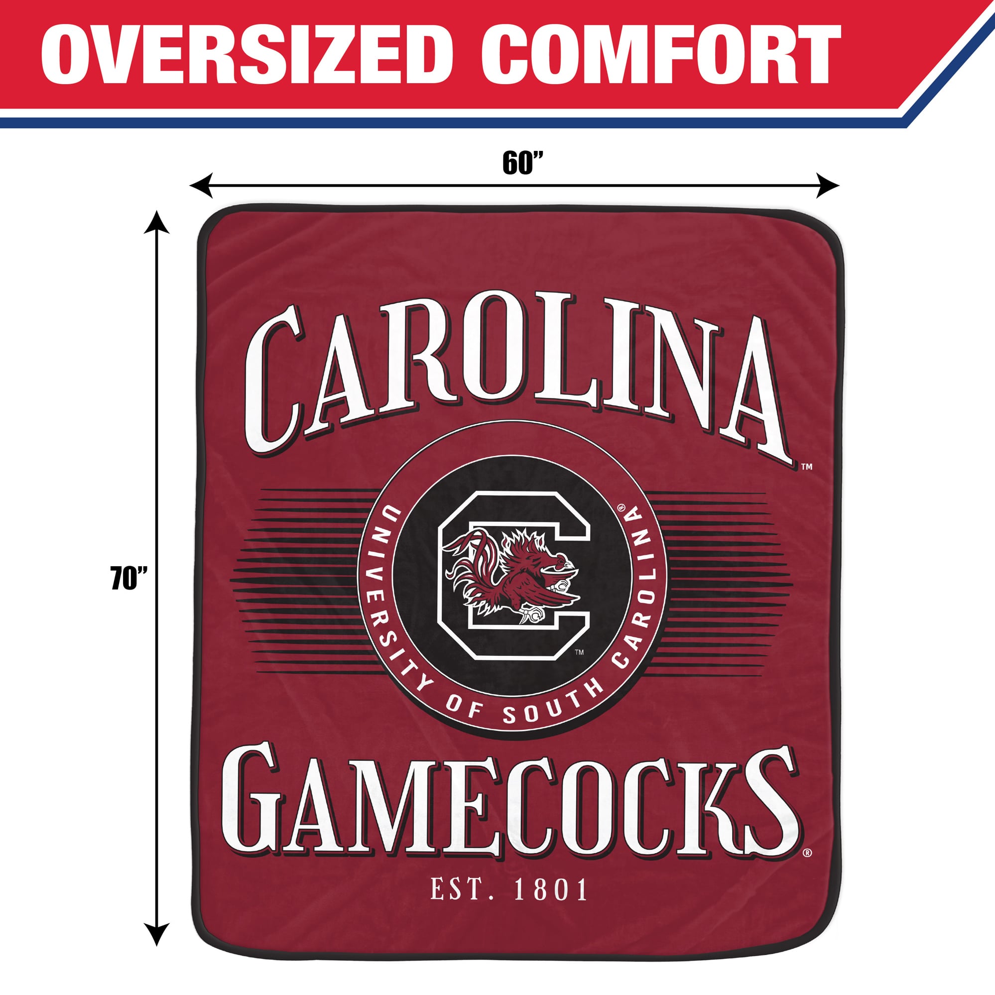 Couverture Pegasus South Carolina Gamecocks Spotlight Arch 60" x 70" ultra douce