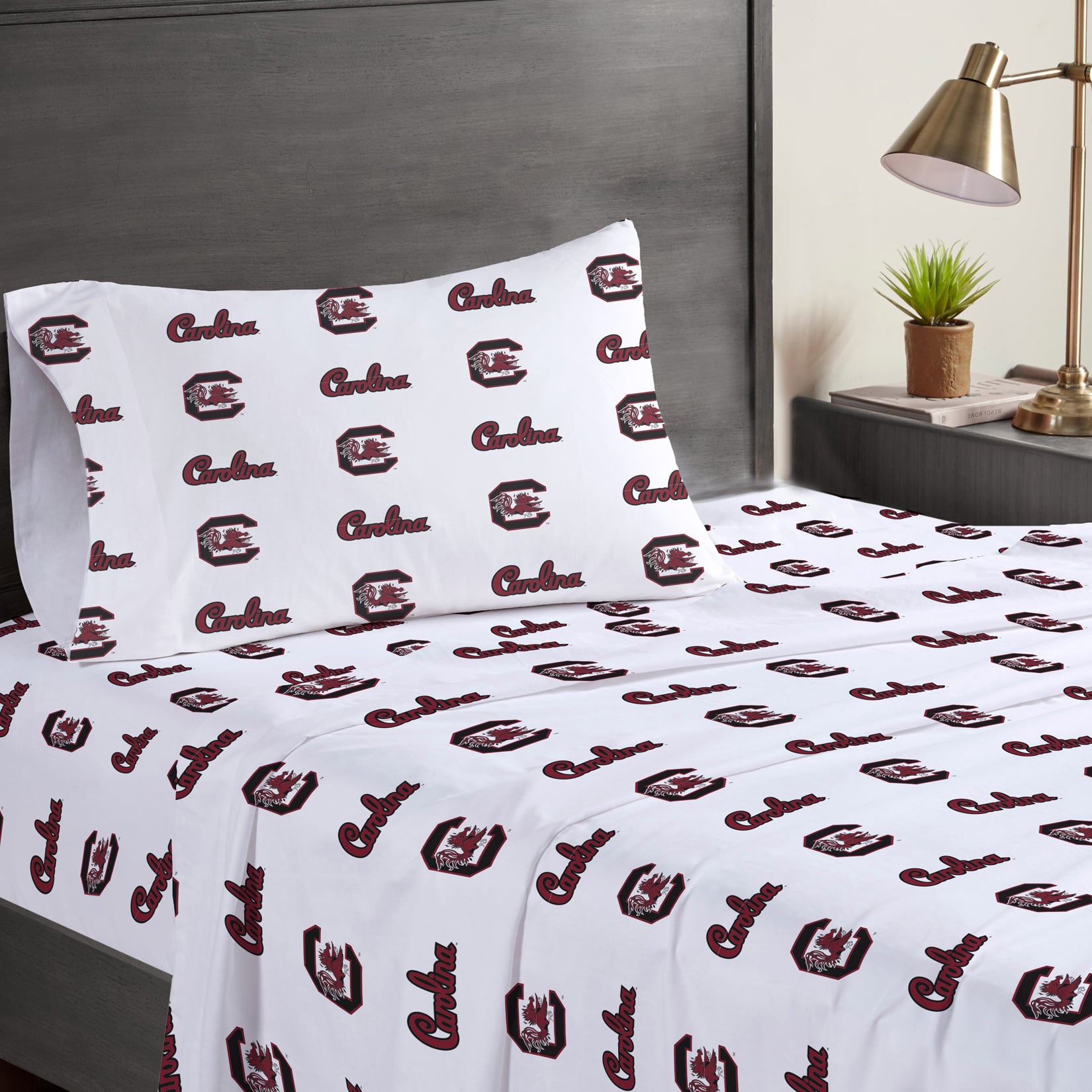 Ensemble de draps trois pièces Pegasus South Carolina Gamecocks pour lit simple