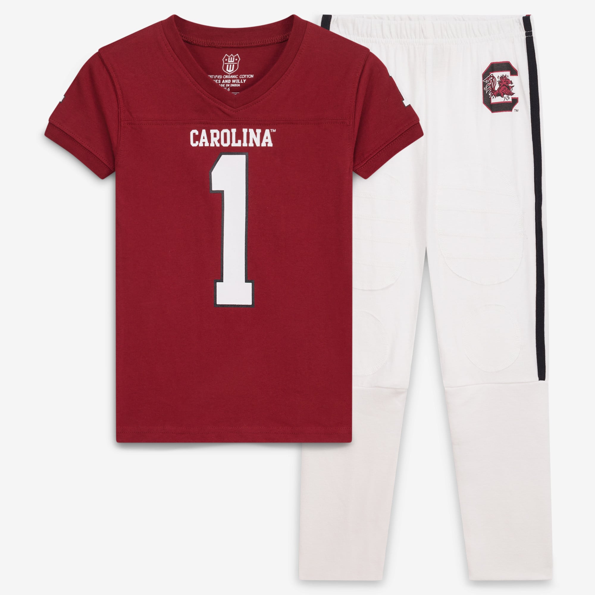 Ensemble pyjama à col en V Wes & Willy Garnet South Carolina Gamecocks pour enfants d'âge préscolaire