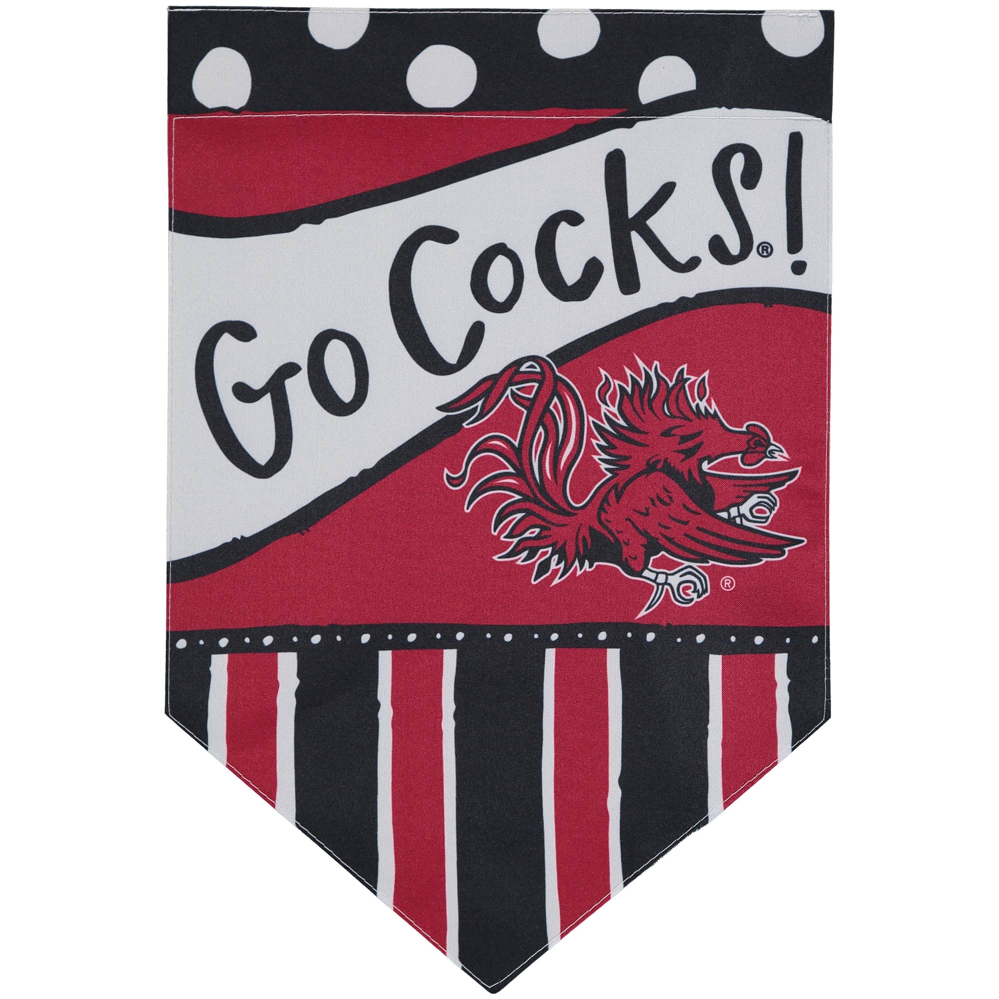 Drapeau double face à pois et rayures des Gamecocks de Caroline du Sud, 30,5 x 45,7 cm