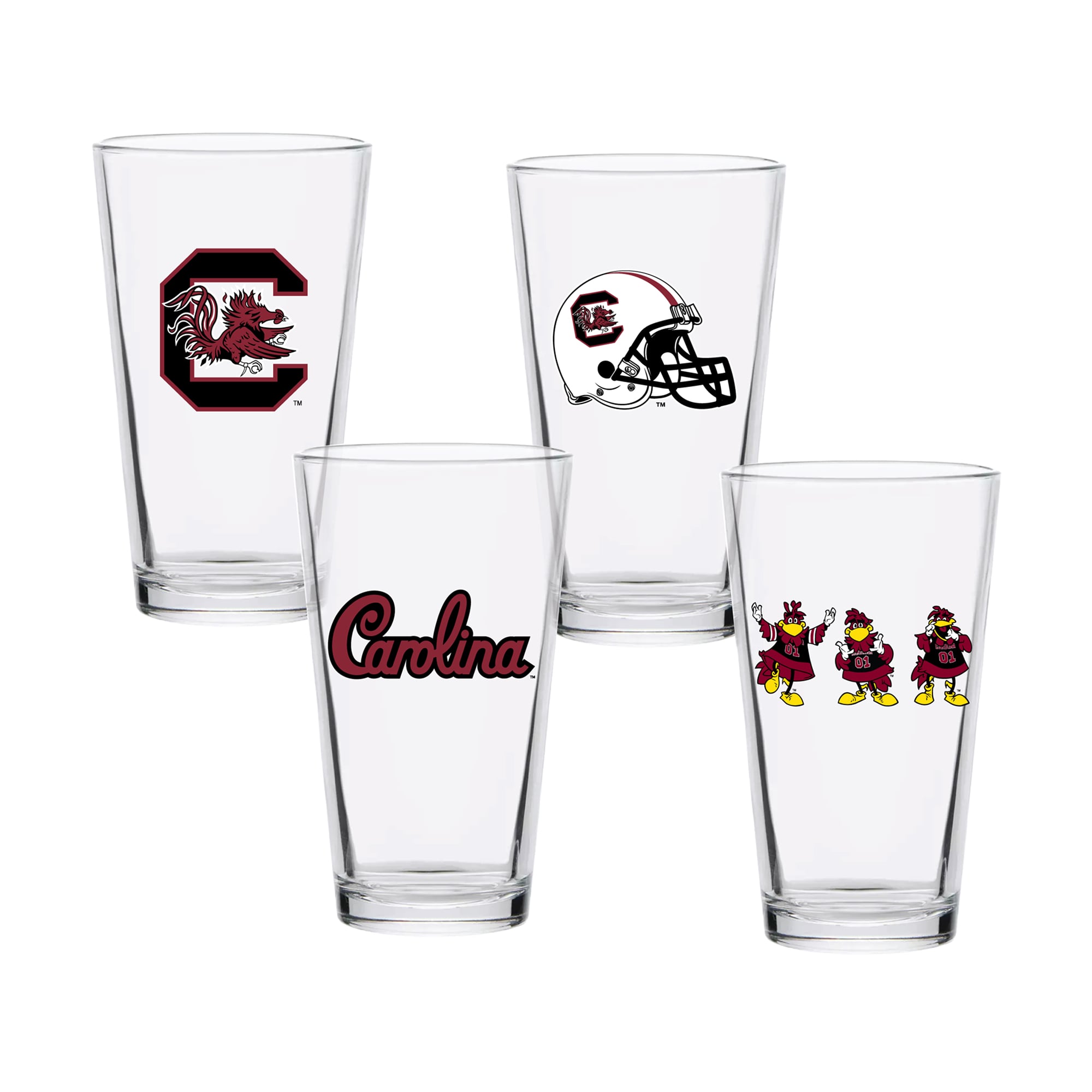 Ensemble de quatre verres à bière de collection South Carolina Gamecocks de 473 ml (16 oz).