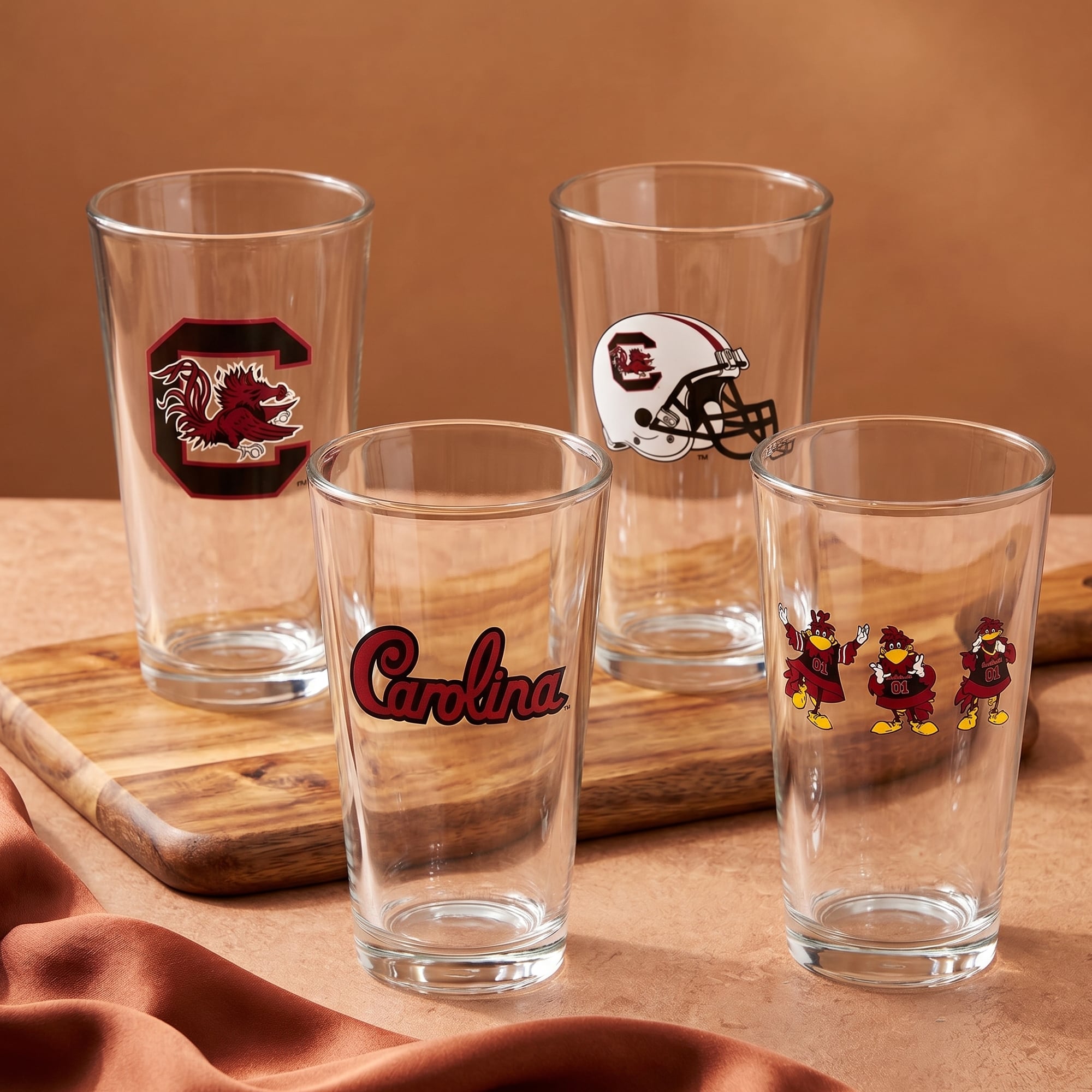 Ensemble de quatre verres à bière de collection South Carolina Gamecocks de 473 ml (16 oz).