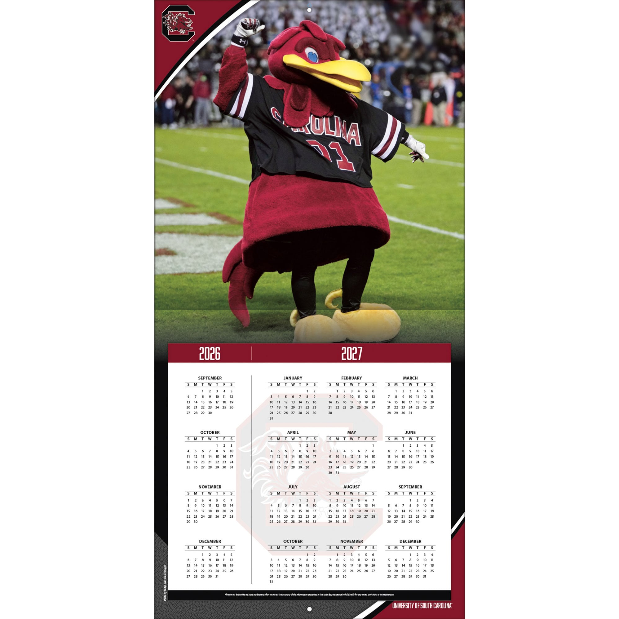 South Carolina Gamecocks 2027 12” x 12” Team Wall Calendar