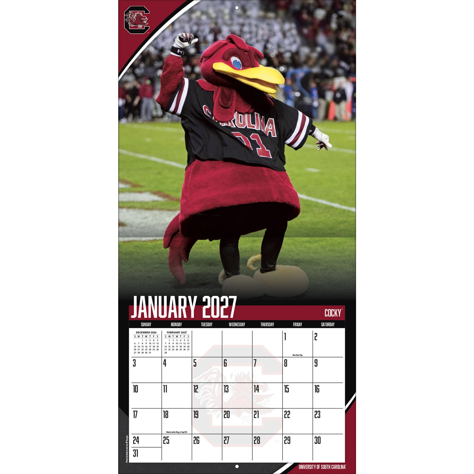 South Carolina Gamecocks 2027 12” x 12” Team Wall Calendar
