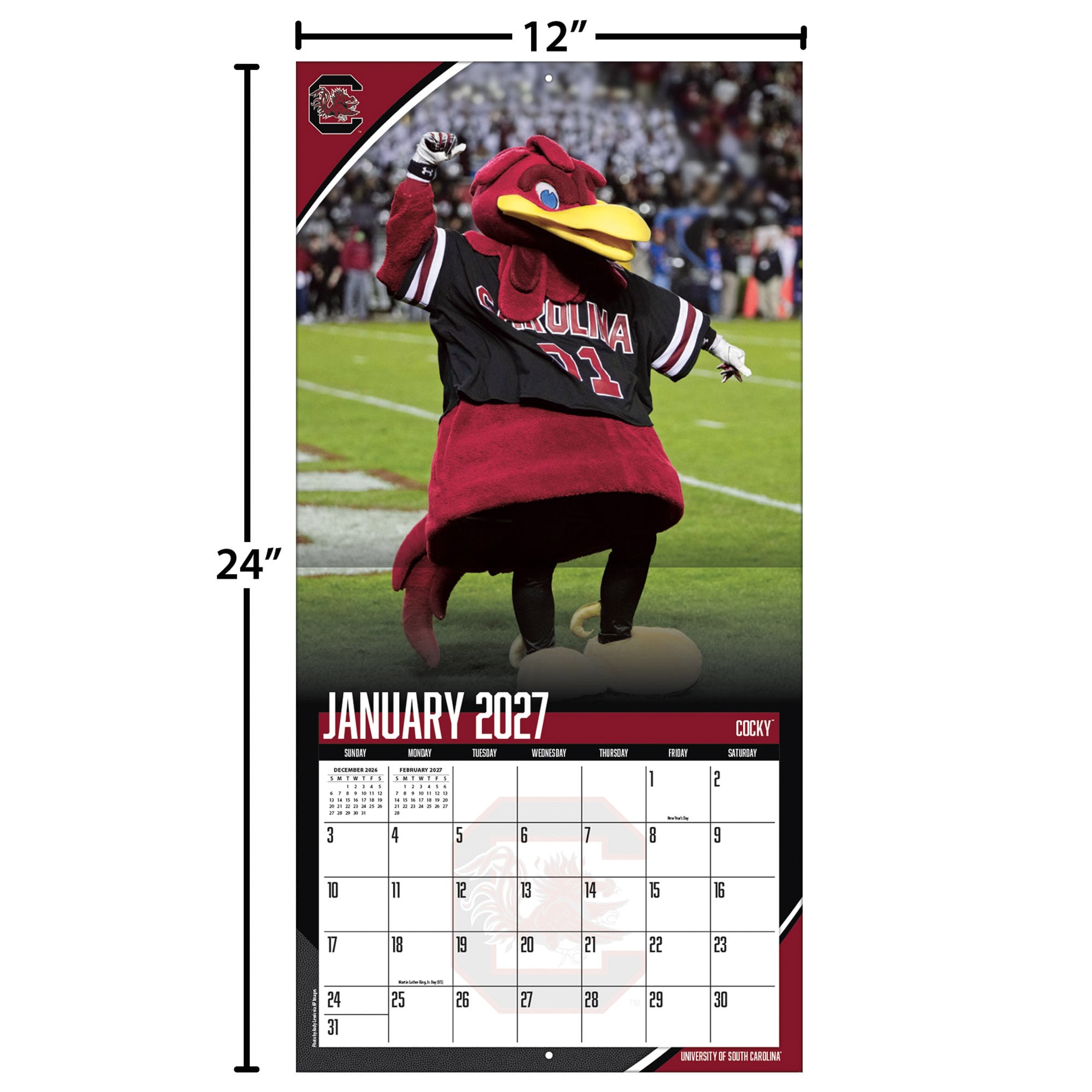 South Carolina Gamecocks 2027 12” x 12” Team Wall Calendar