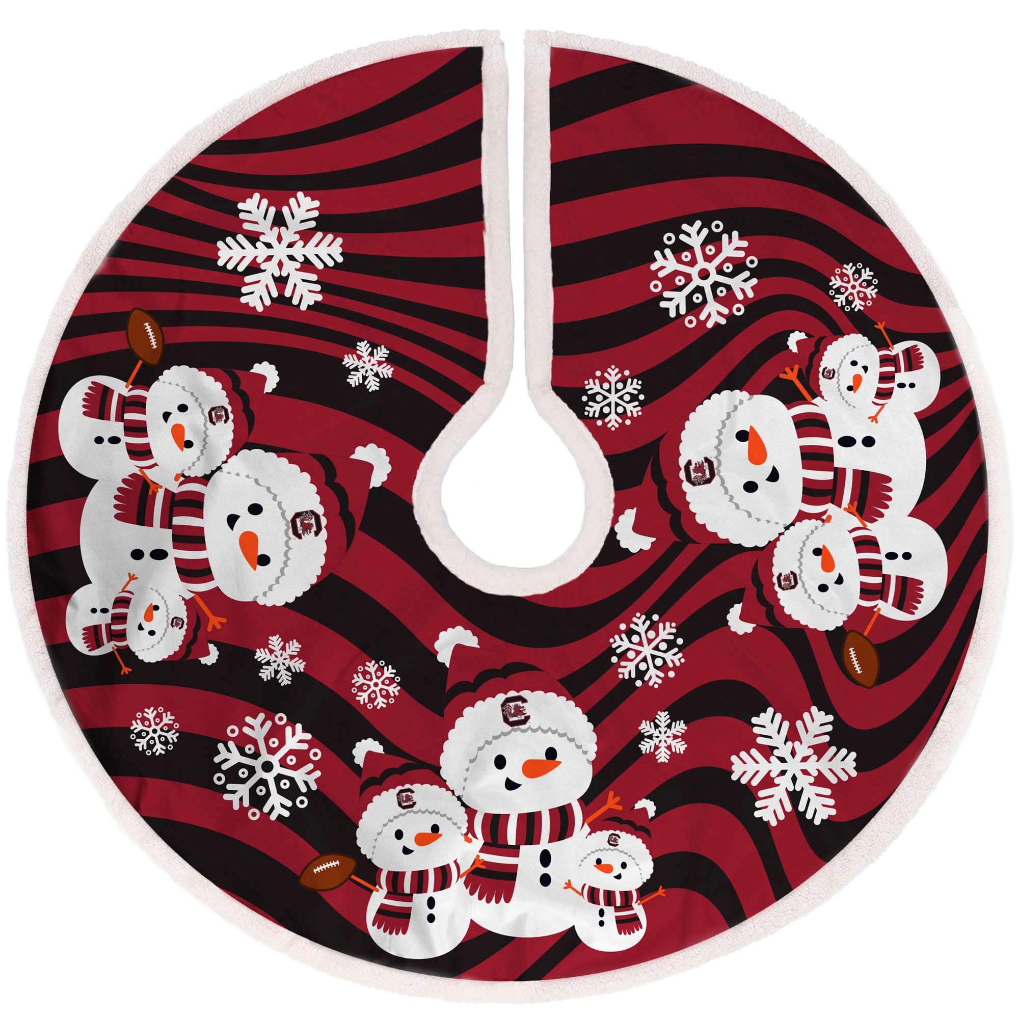 Jupe de sapin de Noël Sherpa bonhomme de neige des Gamecocks de Caroline du Sud