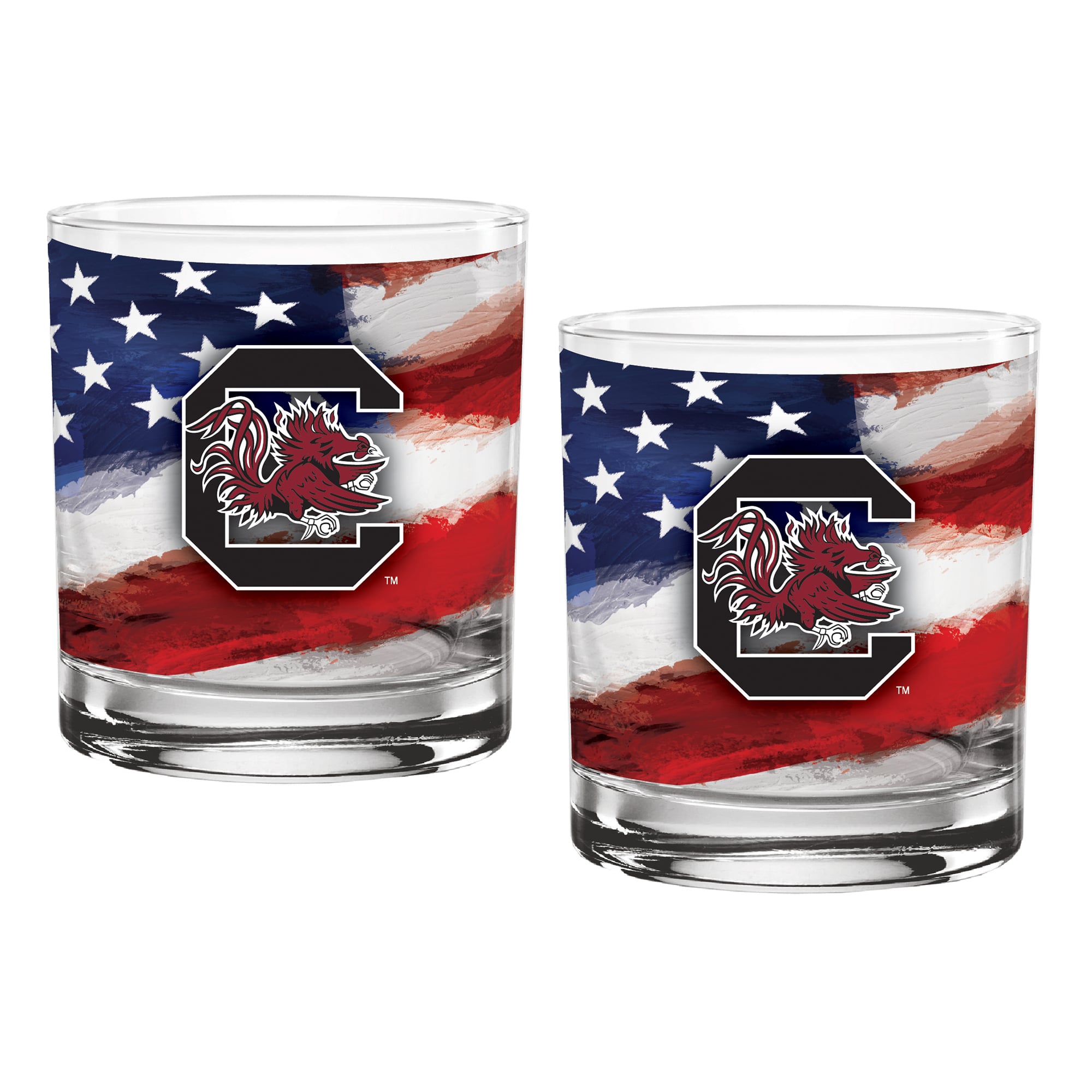 South Carolina Gamecocks Two-Pack 14oz. Americana Rocks Glass Set