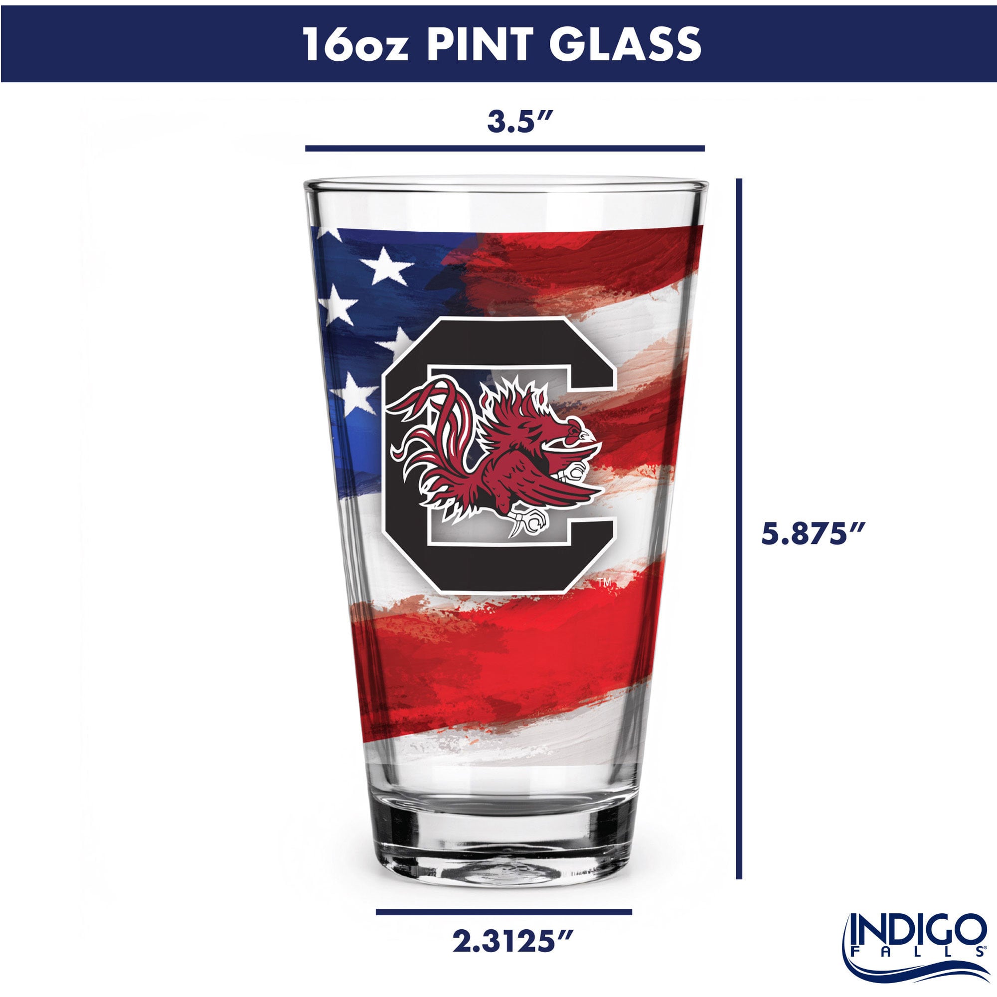 Ensemble de deux verres à bière Americana de 473 ml (16 oz) aux couleurs des Gamecocks de Caroline du Sud