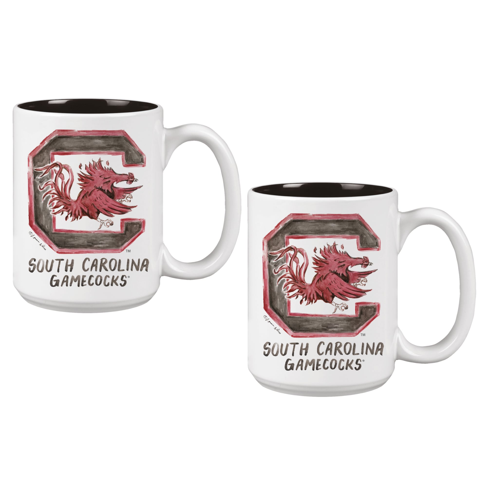 Ensemble de deux tasses de 44 cl (15 oz) à l'effigie de la mascotte Laura Wilcox, des Gamecocks de Caroline du Sud