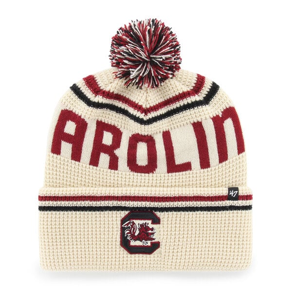 Bonnet unisexe '47 crème South Carolina Gamecocks en maille gaufrée à revers avec pompon