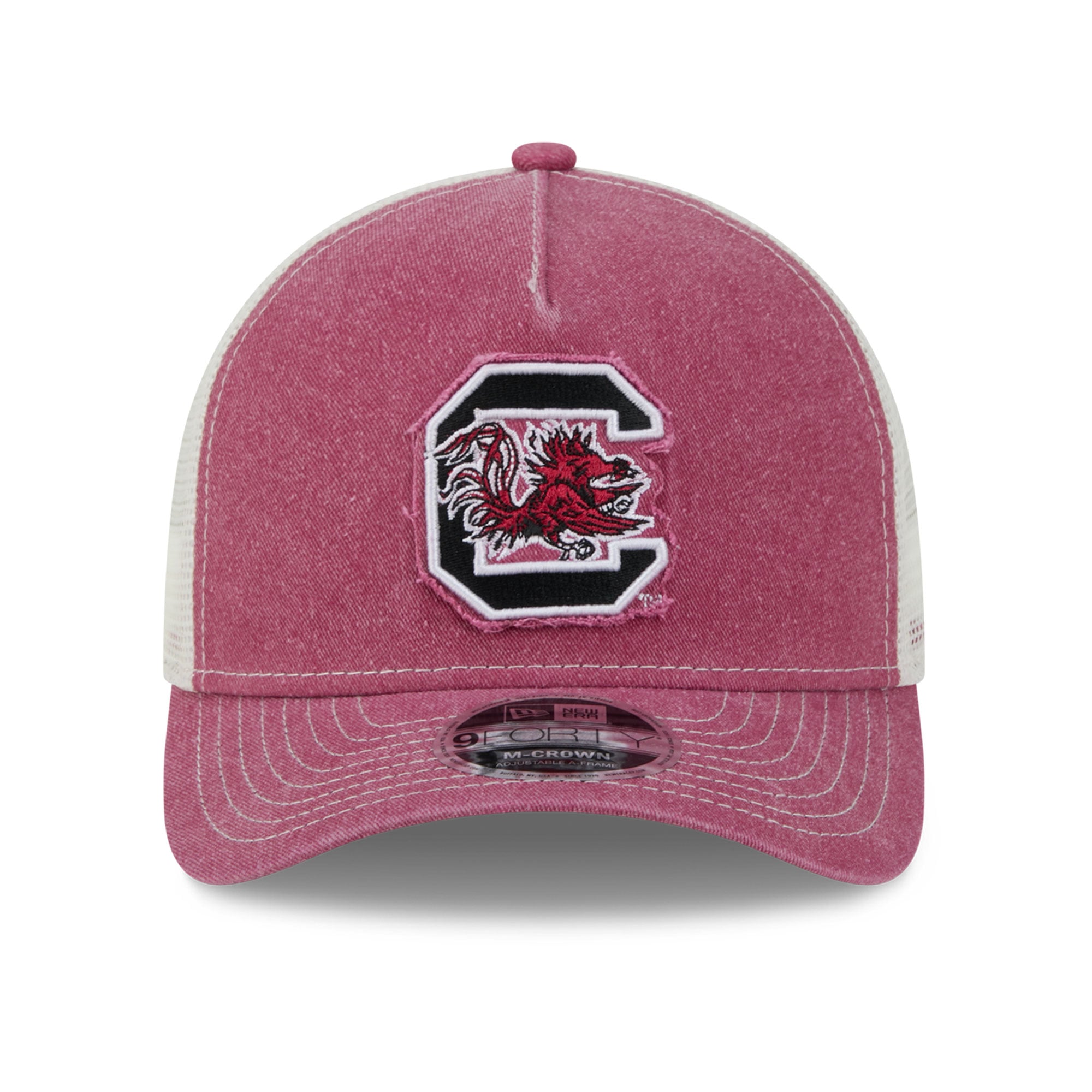 Casquette trucker unisexe New Era Garnet South Carolina Gamecocks Faded A-Frame 9FORTY ajustable
